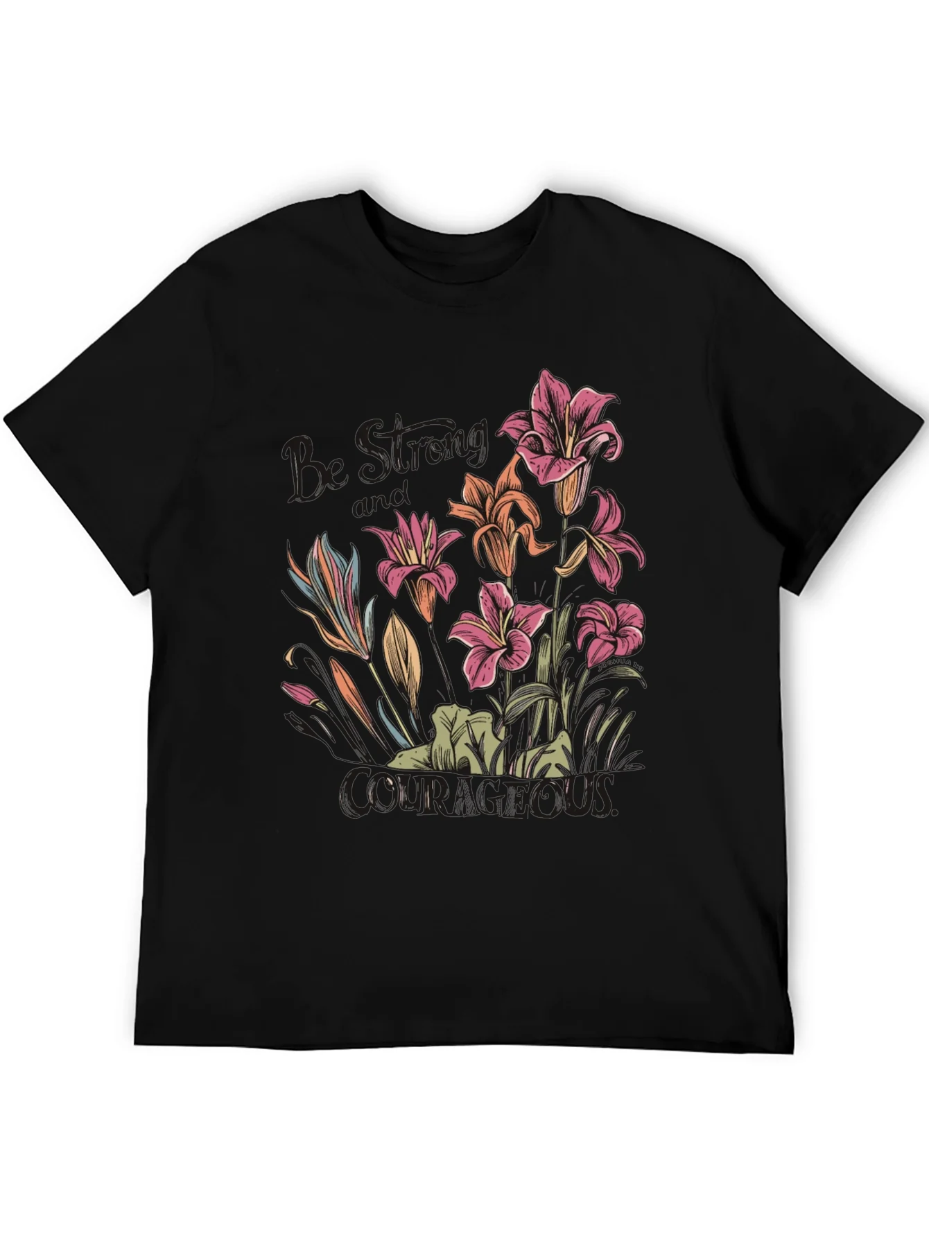 Floral Courage Tee - Black Graphic T-Shirt