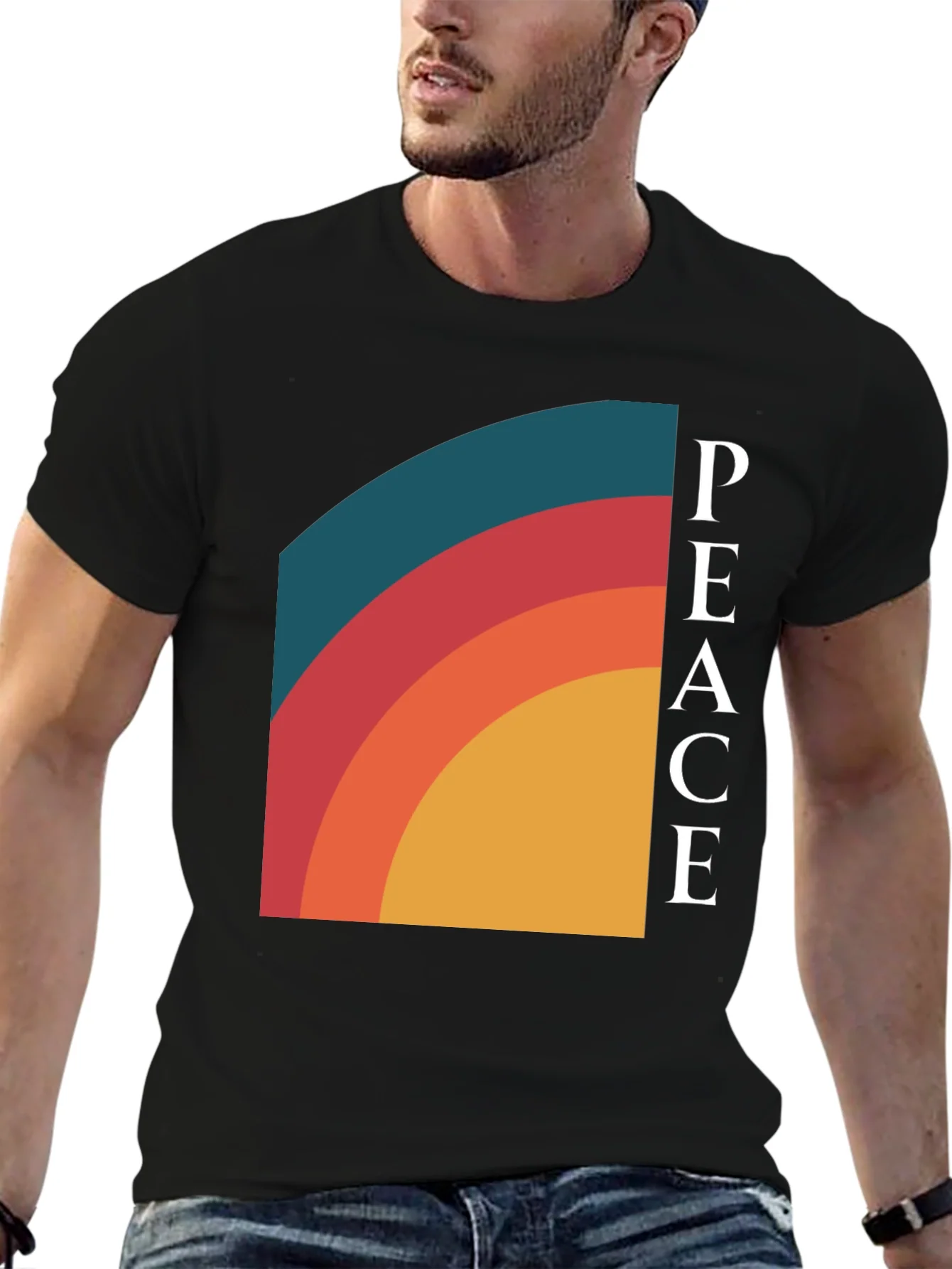 Peace Retro Rainbow Graphic Tee - Classic Fit