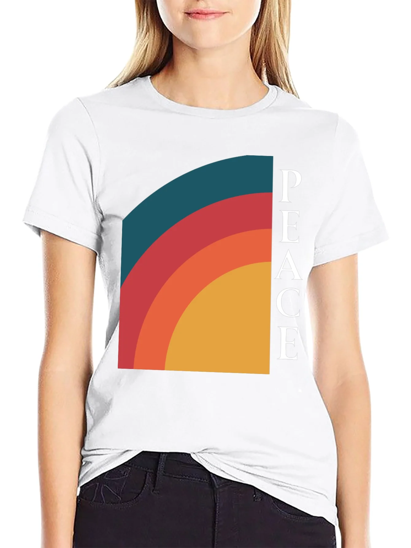 Peace Retro Rainbow Graphic Tee - Classic Fit