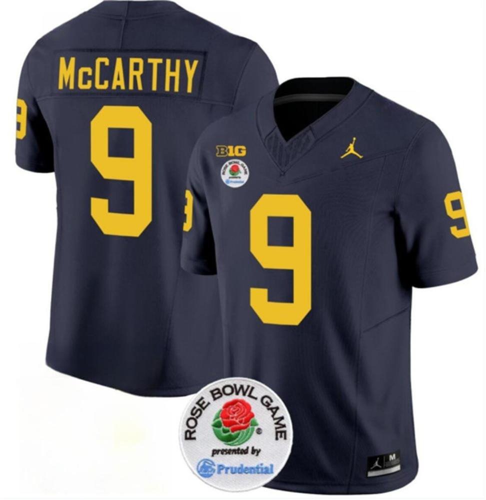 J.J. McCarthy Michigan Wolverines Rosebowl Jersey   Navy