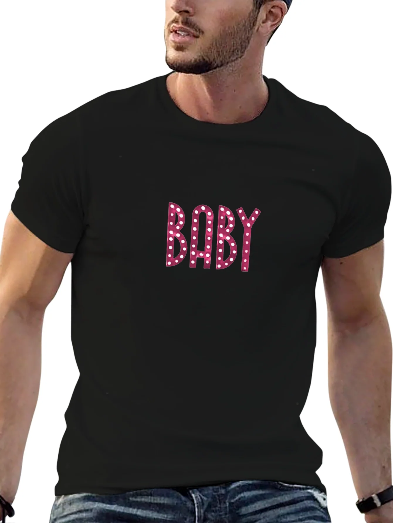 Baby Print Black Tee - Unique Graphic Design