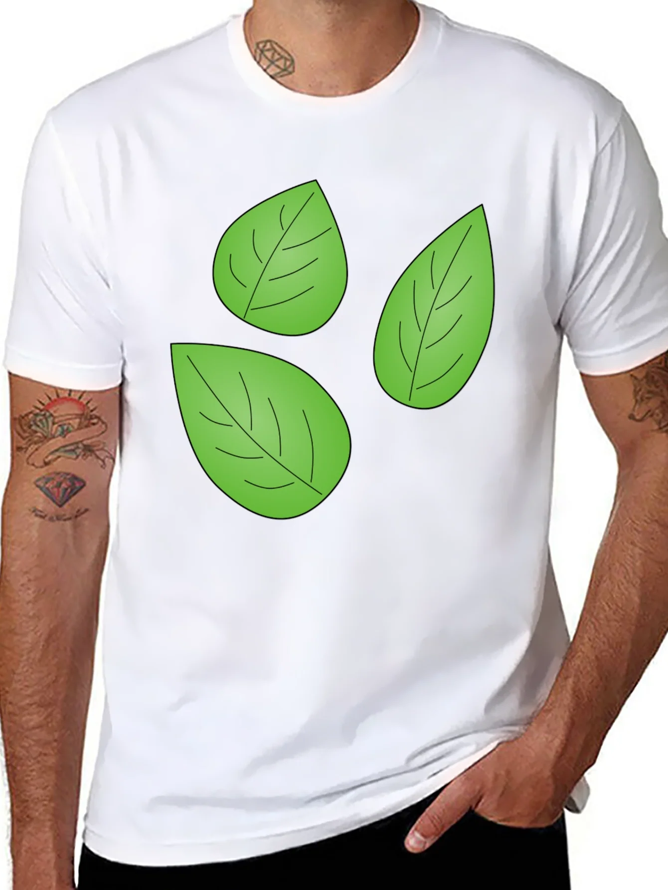 Leaf Pattern Black T-Shirt
