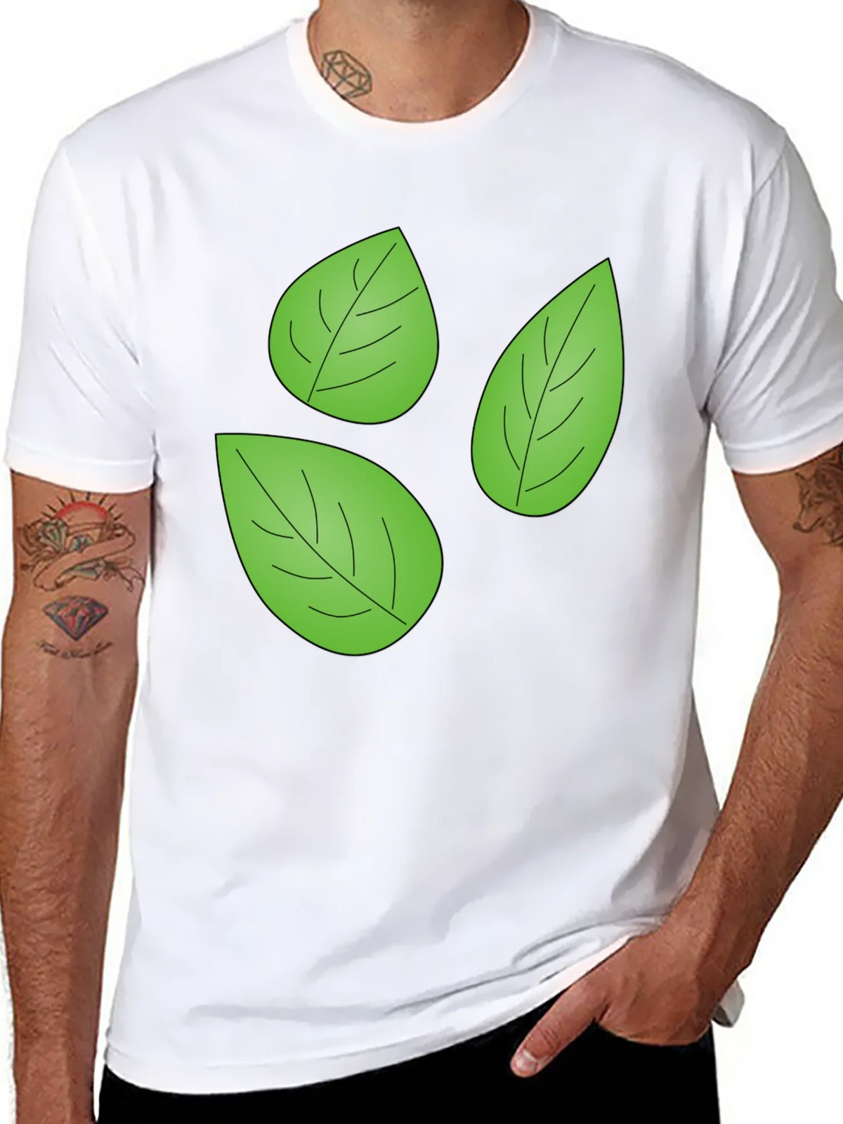 Leaf Pattern Black T-Shirt
