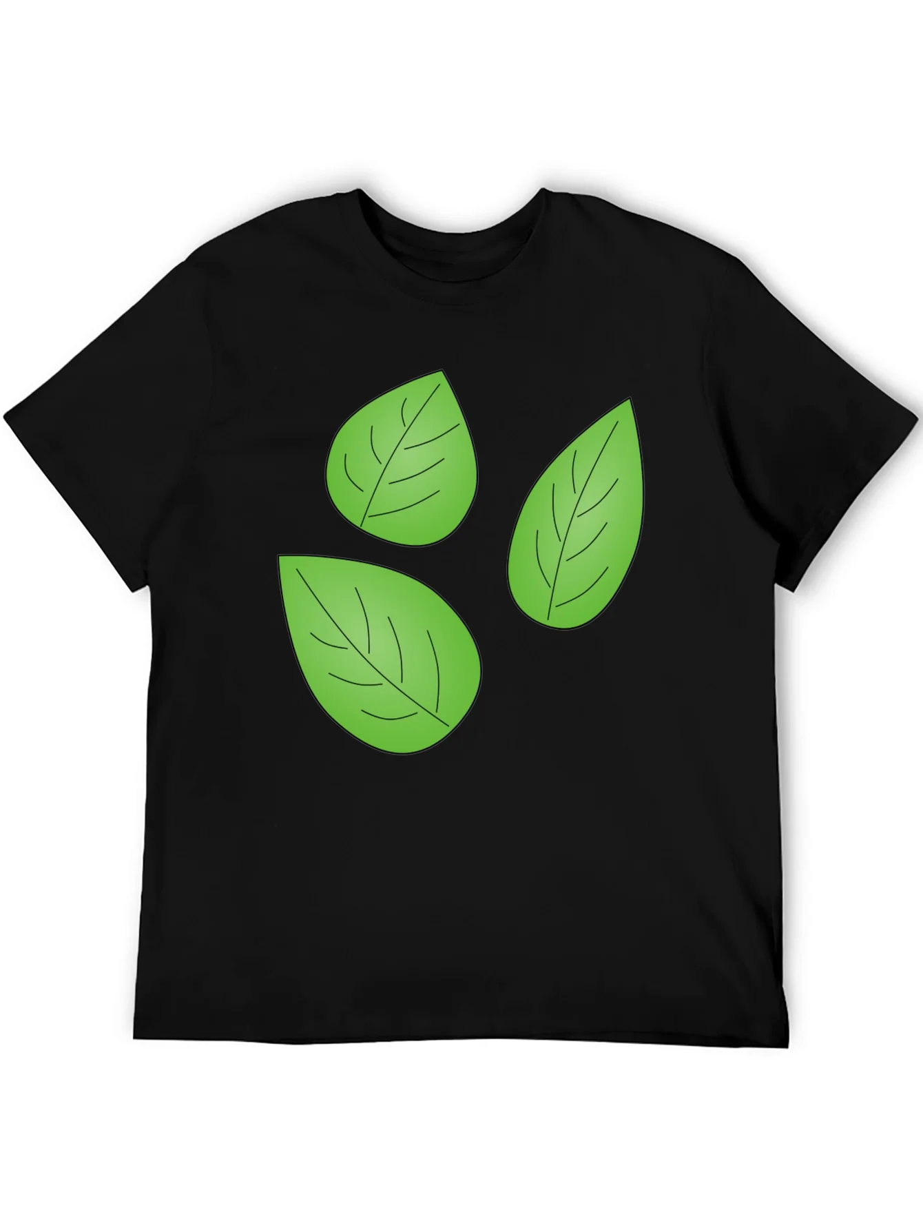 Leaf Pattern Black T-Shirt
