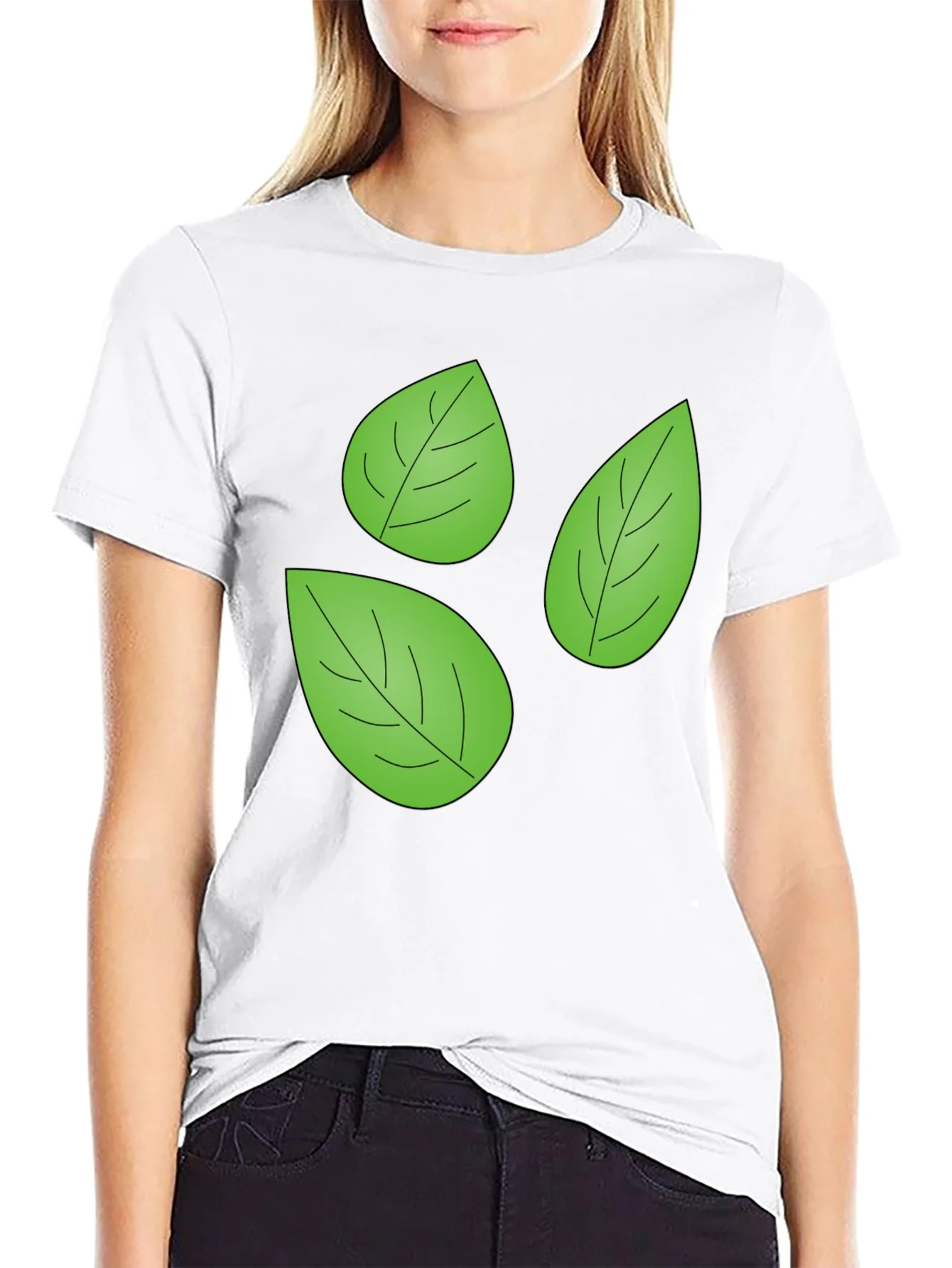 Leaf Pattern Black T-Shirt