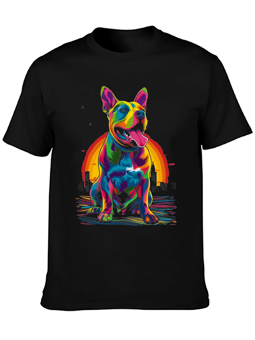 Colorful Dog Graphic T-Shirt