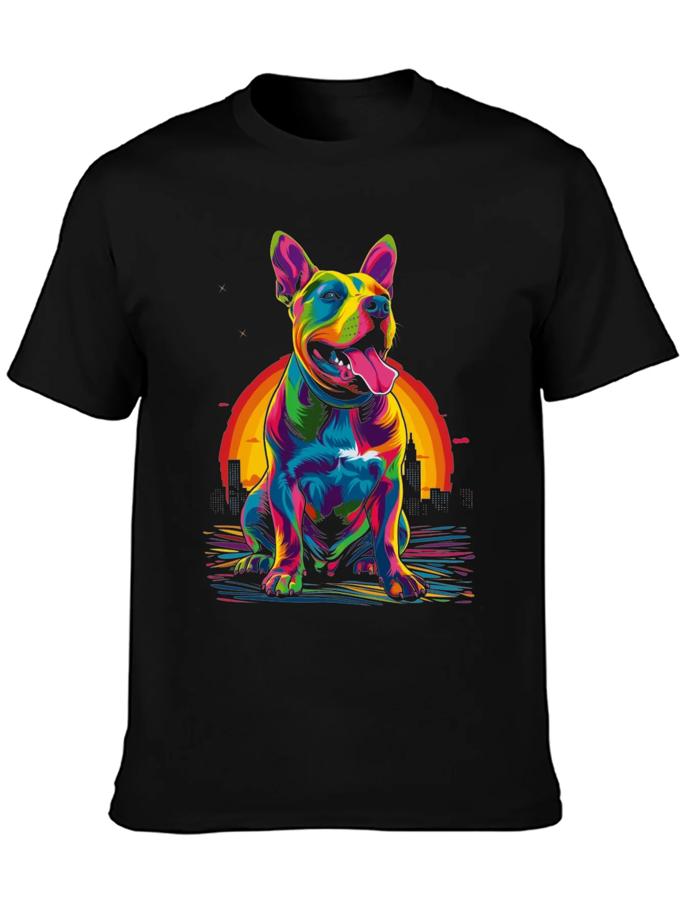 Colorful Dog Graphic T-Shirt