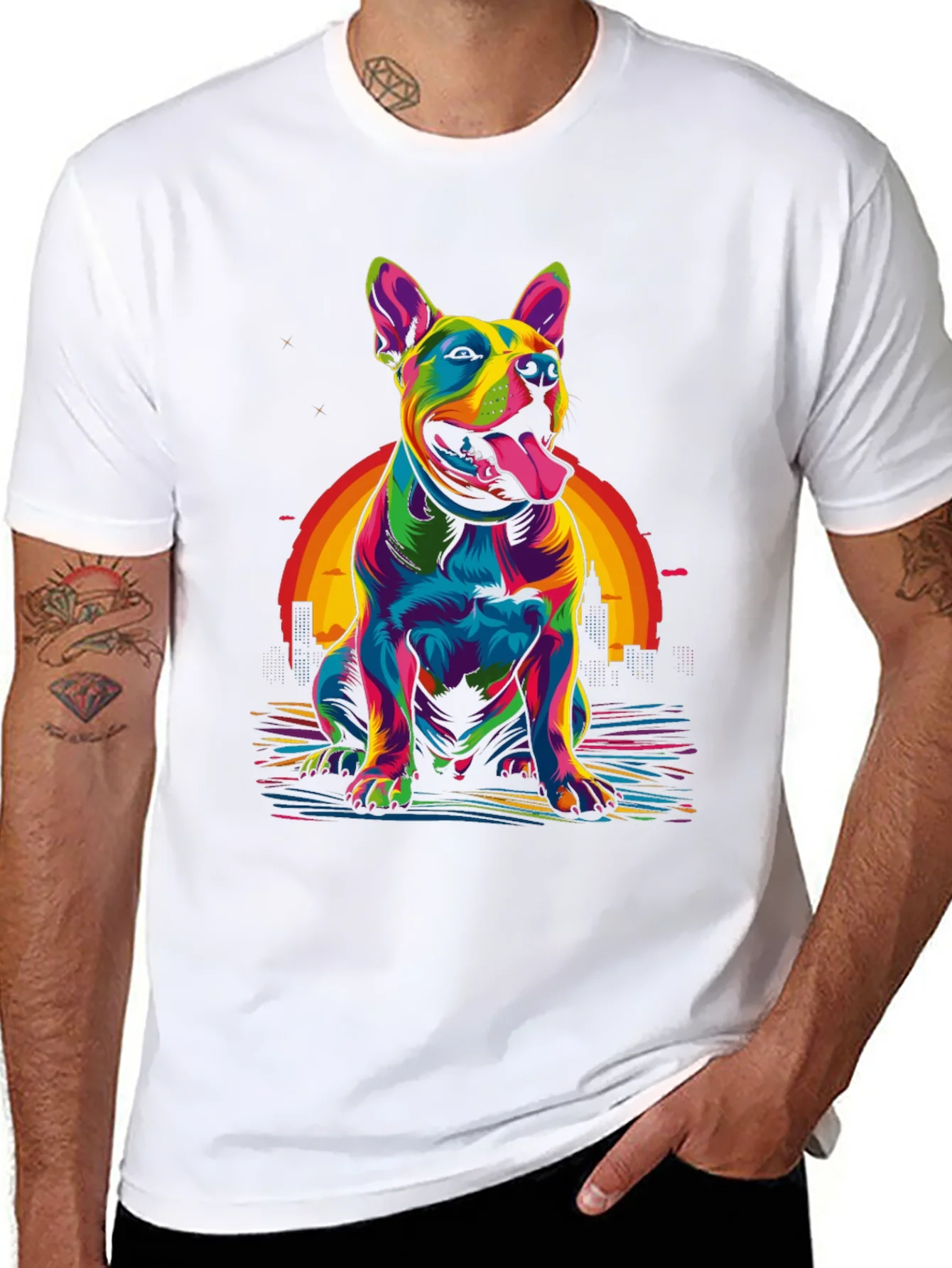 Colorful Dog Graphic T-Shirt