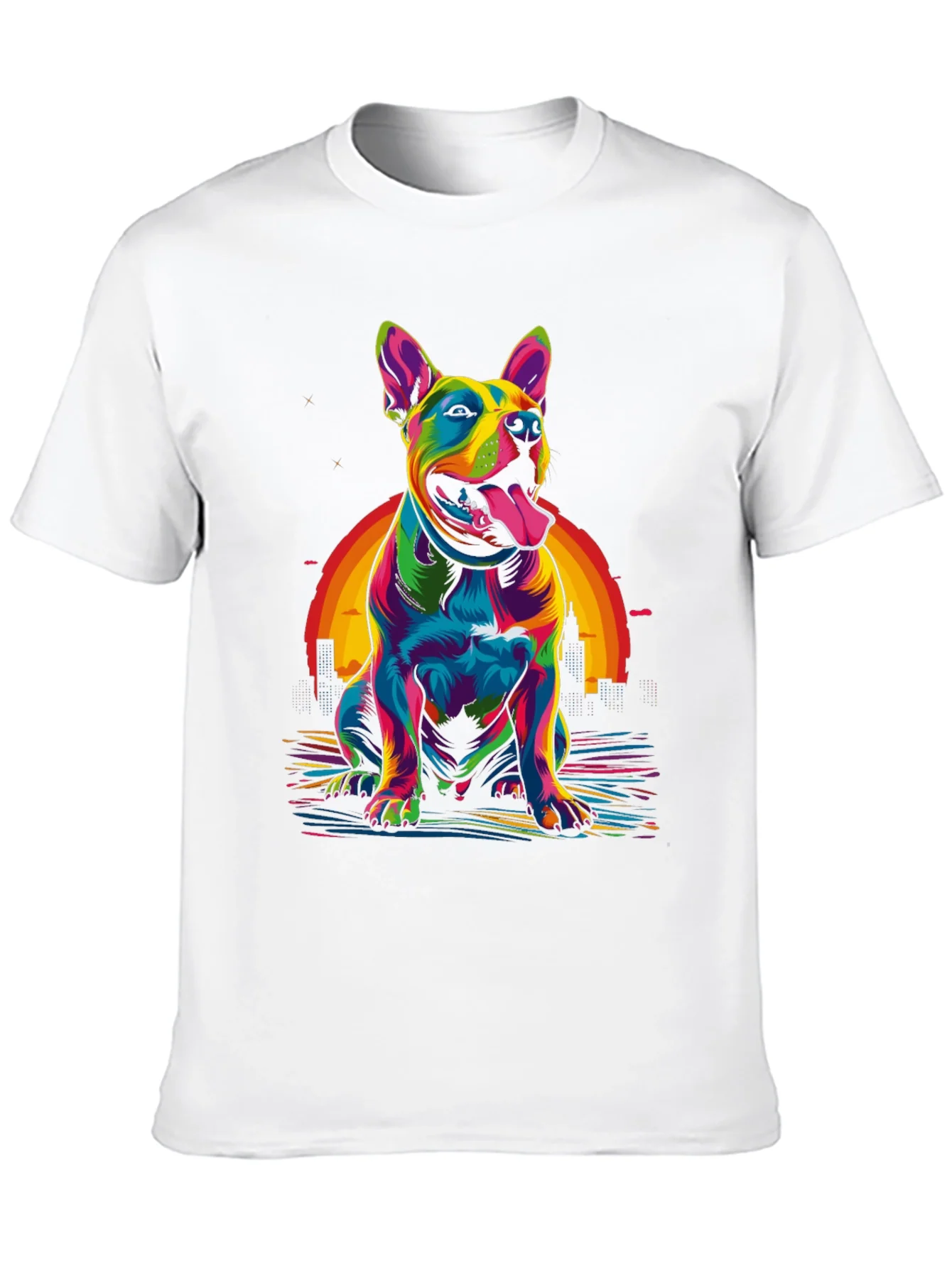 Colorful Dog Graphic T-Shirt