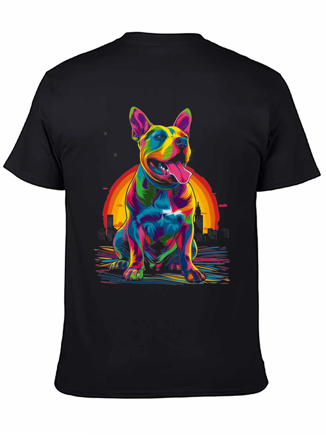 Colorful Dog Graphic T-Shirt