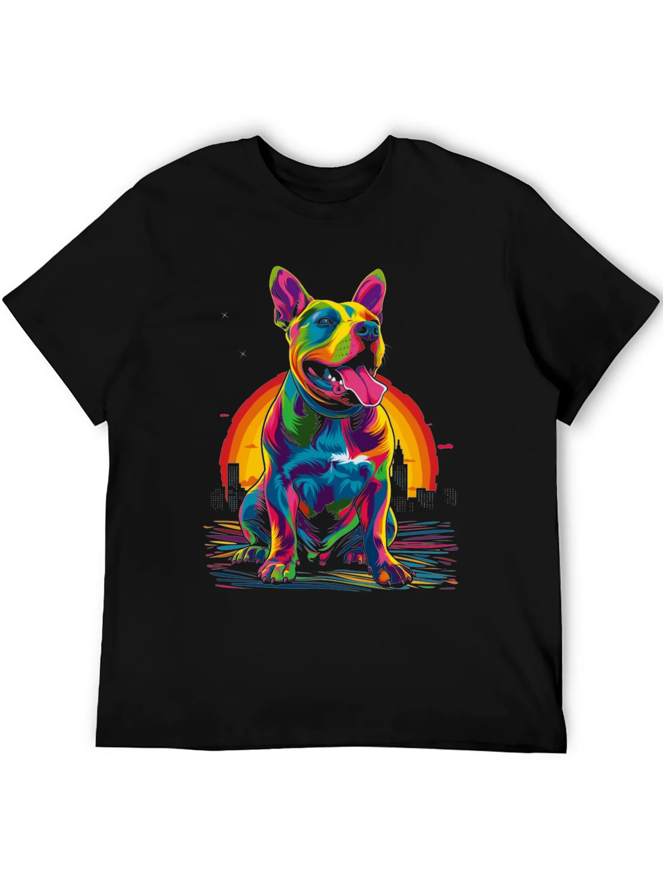 Colorful Dog Graphic T-Shirt