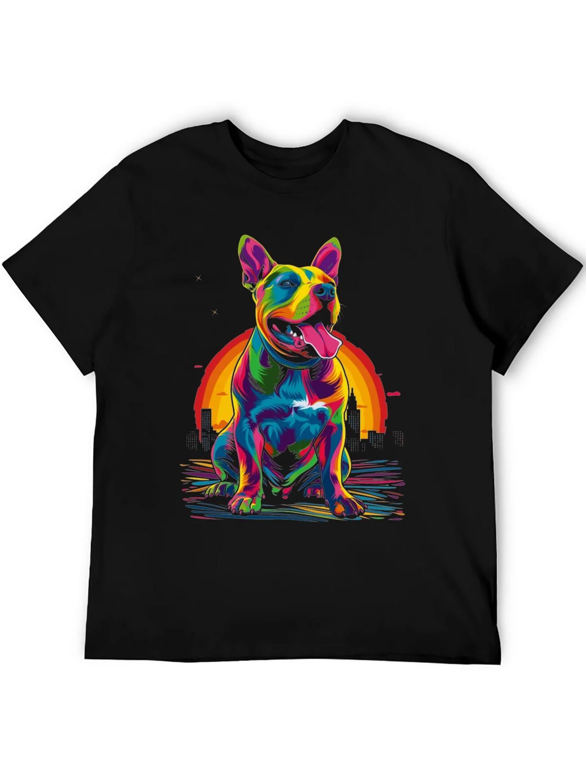 Colorful Dog Graphic T-Shirt