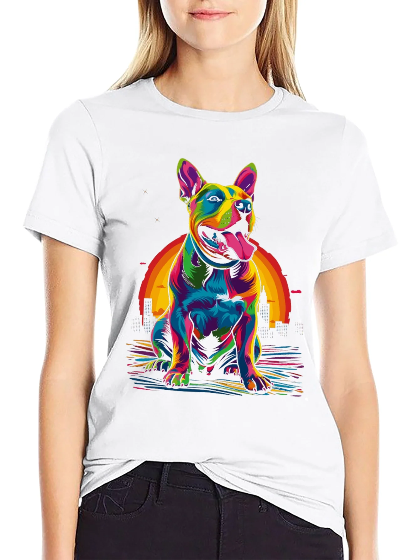 Colorful Dog Graphic T-Shirt