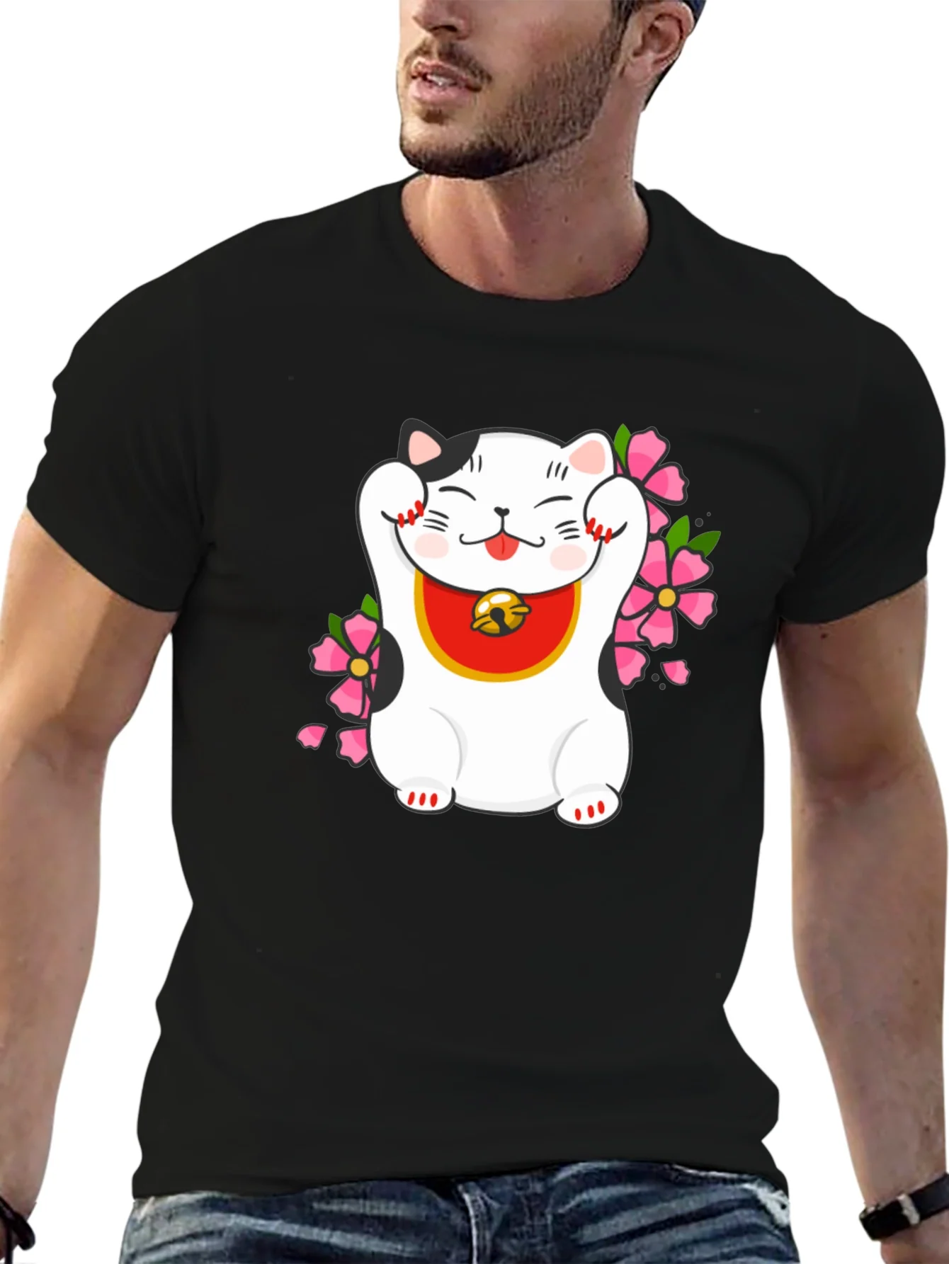 Lucky Cat T-Shirt - Trendy Graphic Tee