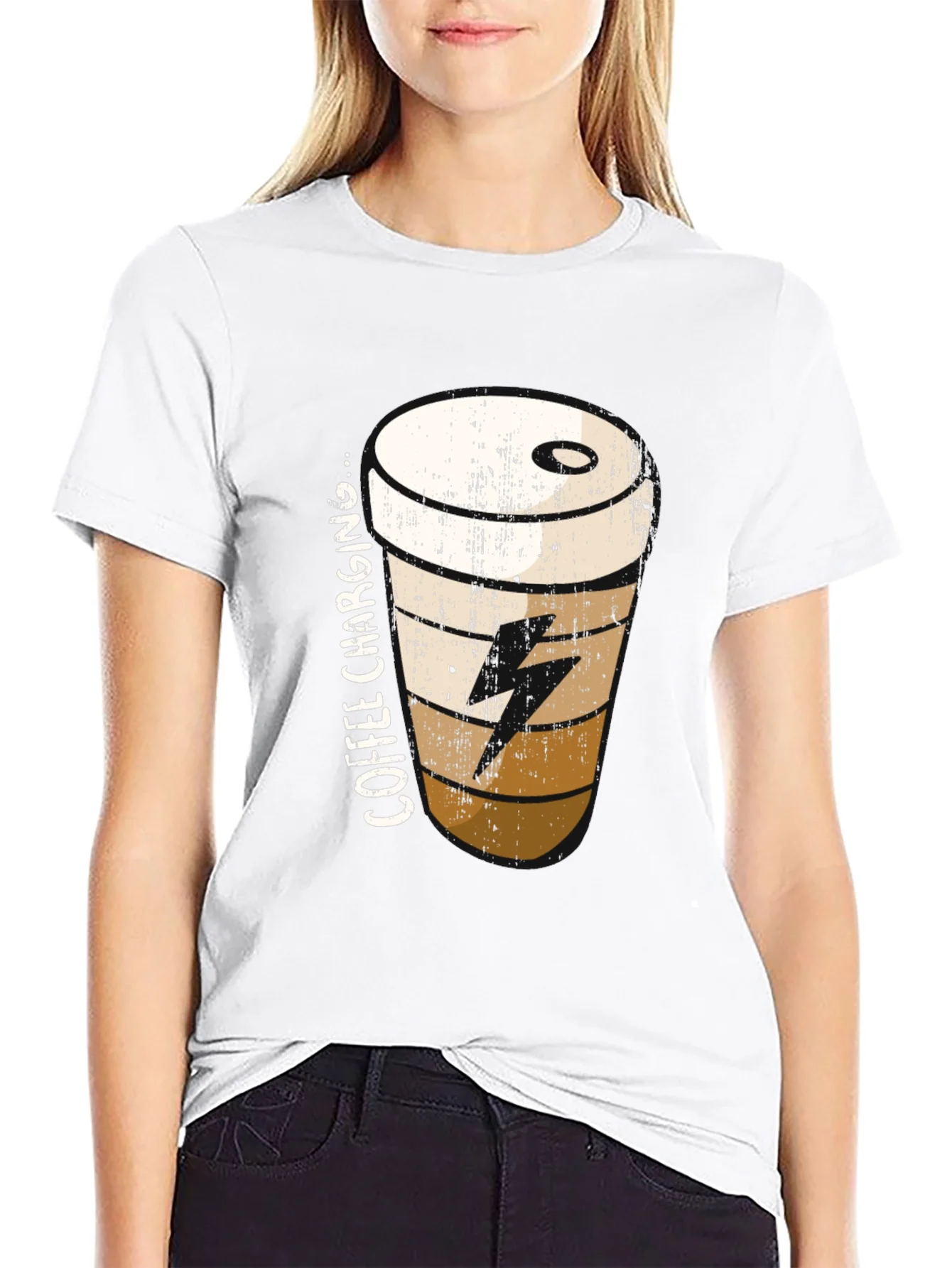 Coffee Charging T-Shirt - Black Unisex Tee