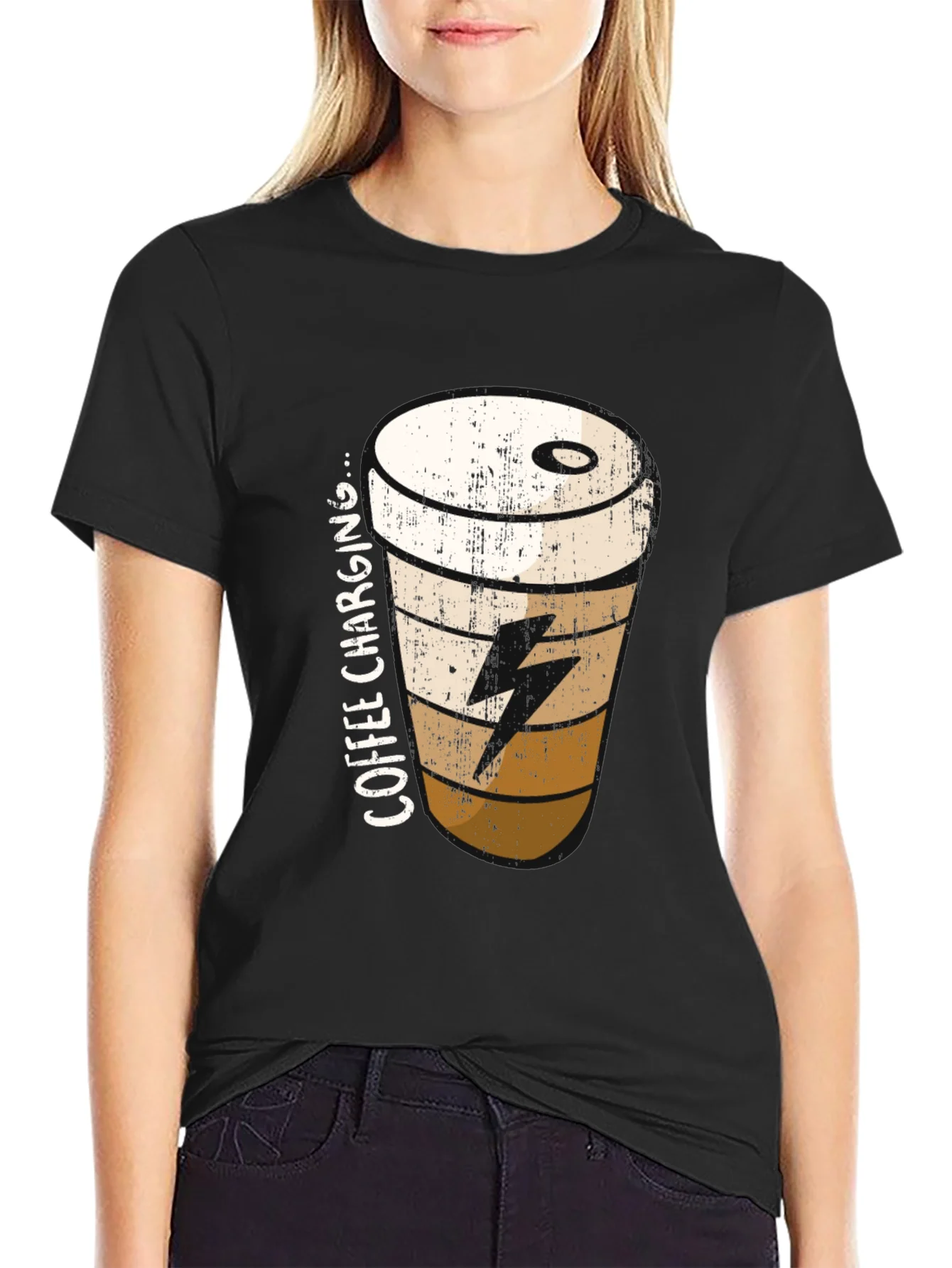 Coffee Charging T-Shirt - Black Unisex Tee