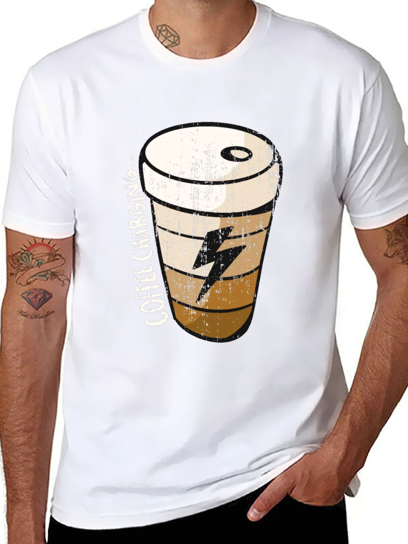 Coffee Charging T-Shirt - Black Unisex Tee