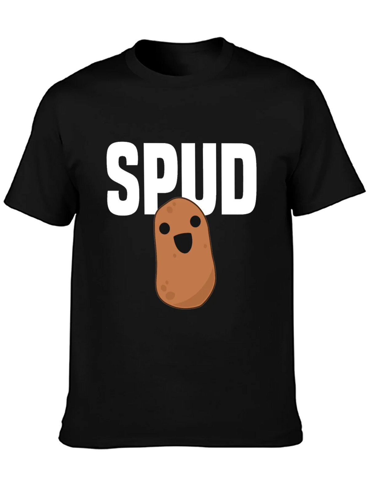 Funny Spud Potato Graphic Black T-Shirt