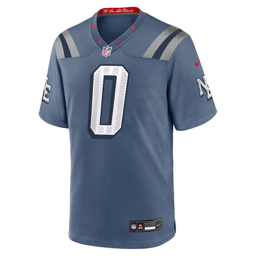 Men's New England Patriots Christian Gonzalez  Storm Blue 2025 Rivalries Collection Game Jersey