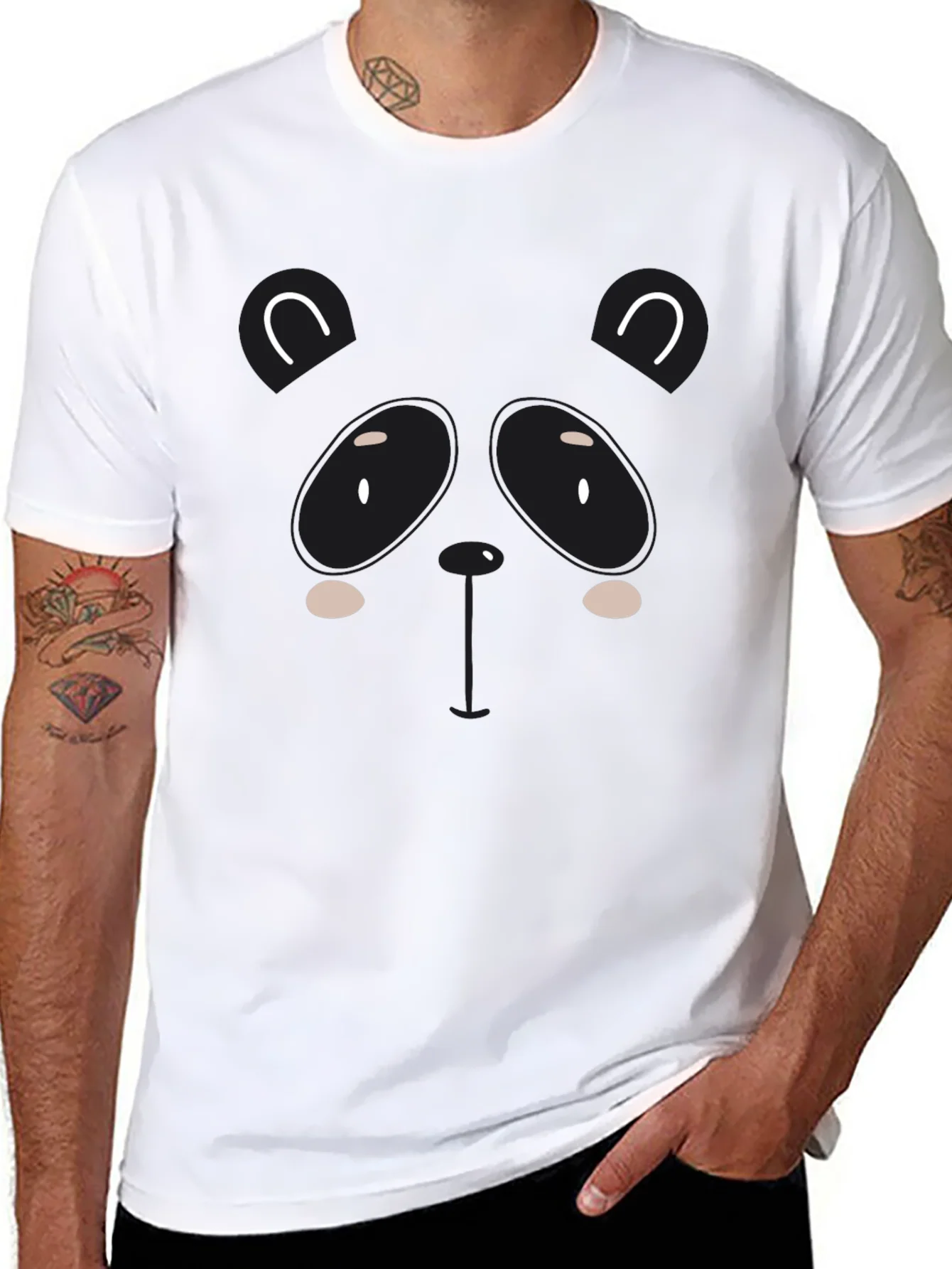 Cute Panda Graphic Black T-Shirt