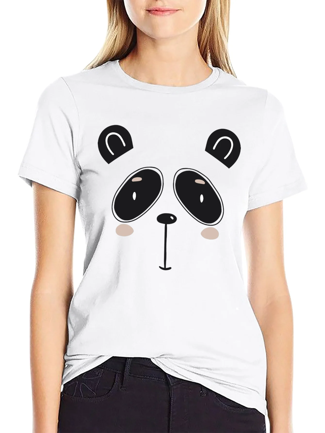 Cute Panda Graphic Black T-Shirt
