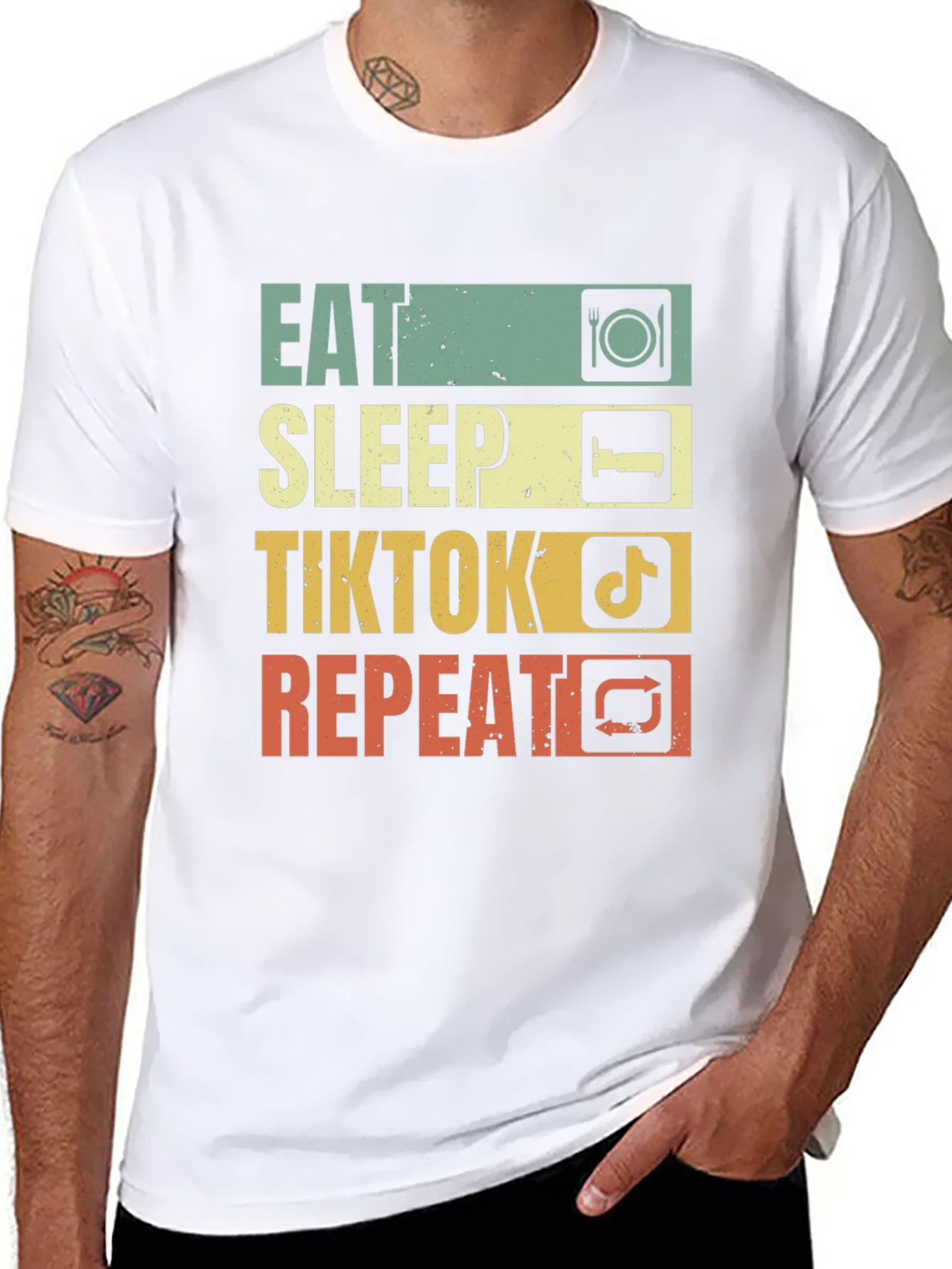 Eat Sleep TikTok Repeat Black T-Shirt