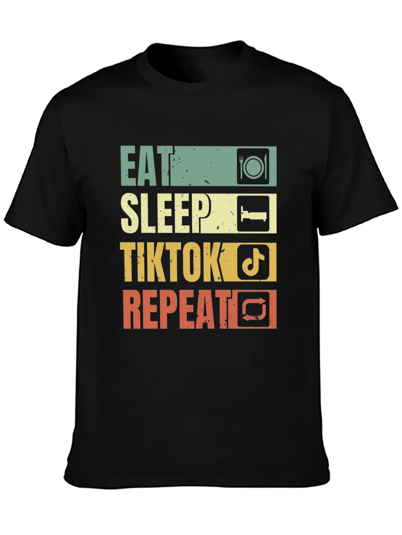 Eat Sleep TikTok Repeat Black T-Shirt