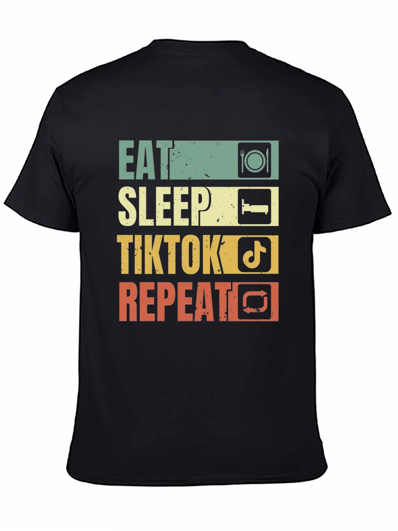 Eat Sleep TikTok Repeat Black T-Shirt