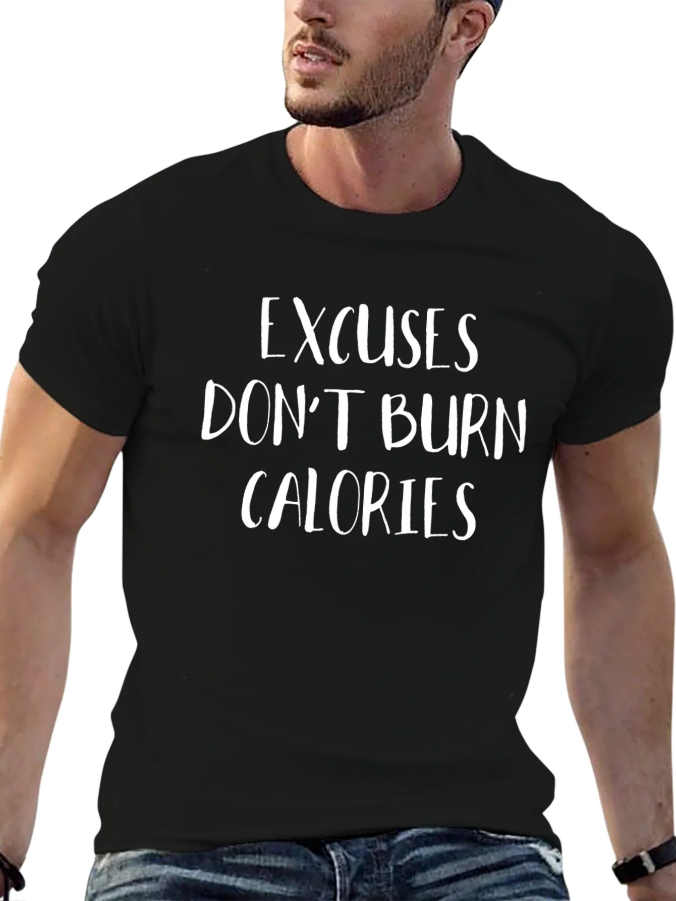 Excuses Dont Burn Calories Graphic Tee - Black