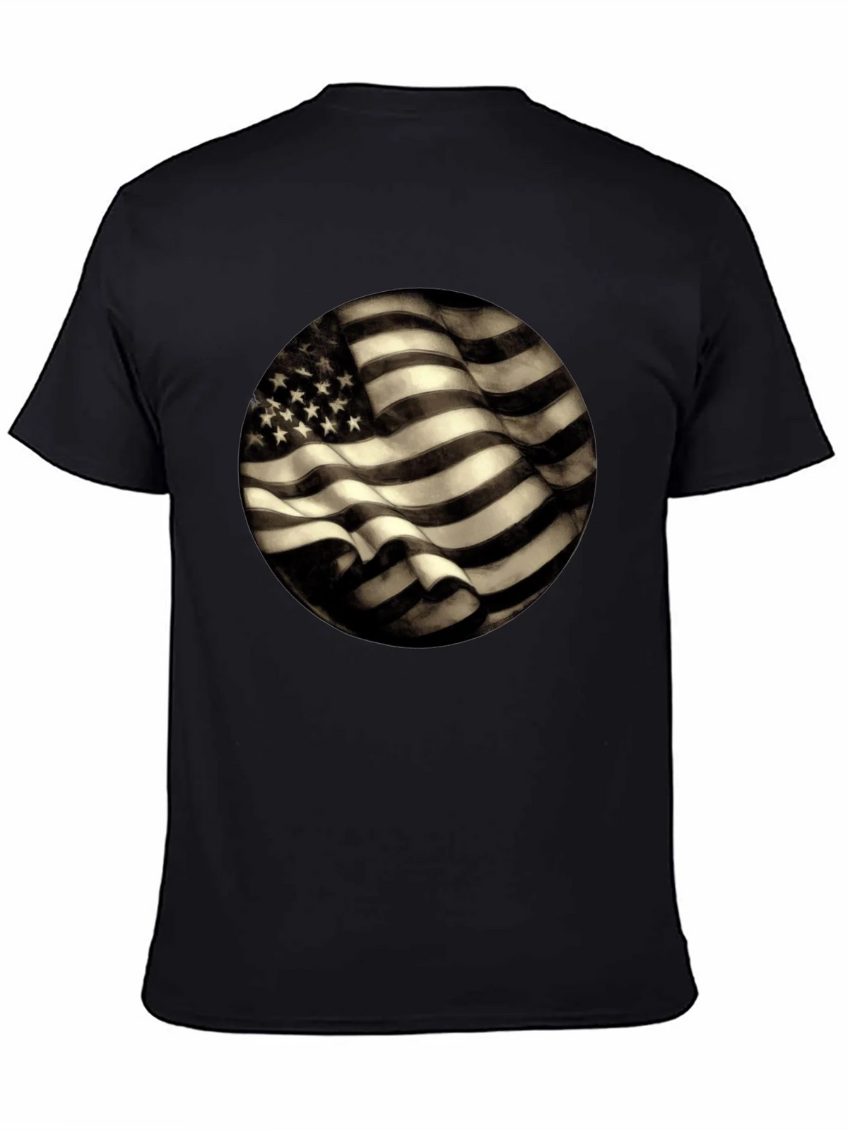American Flag Graphic Mens Black T-Shirt