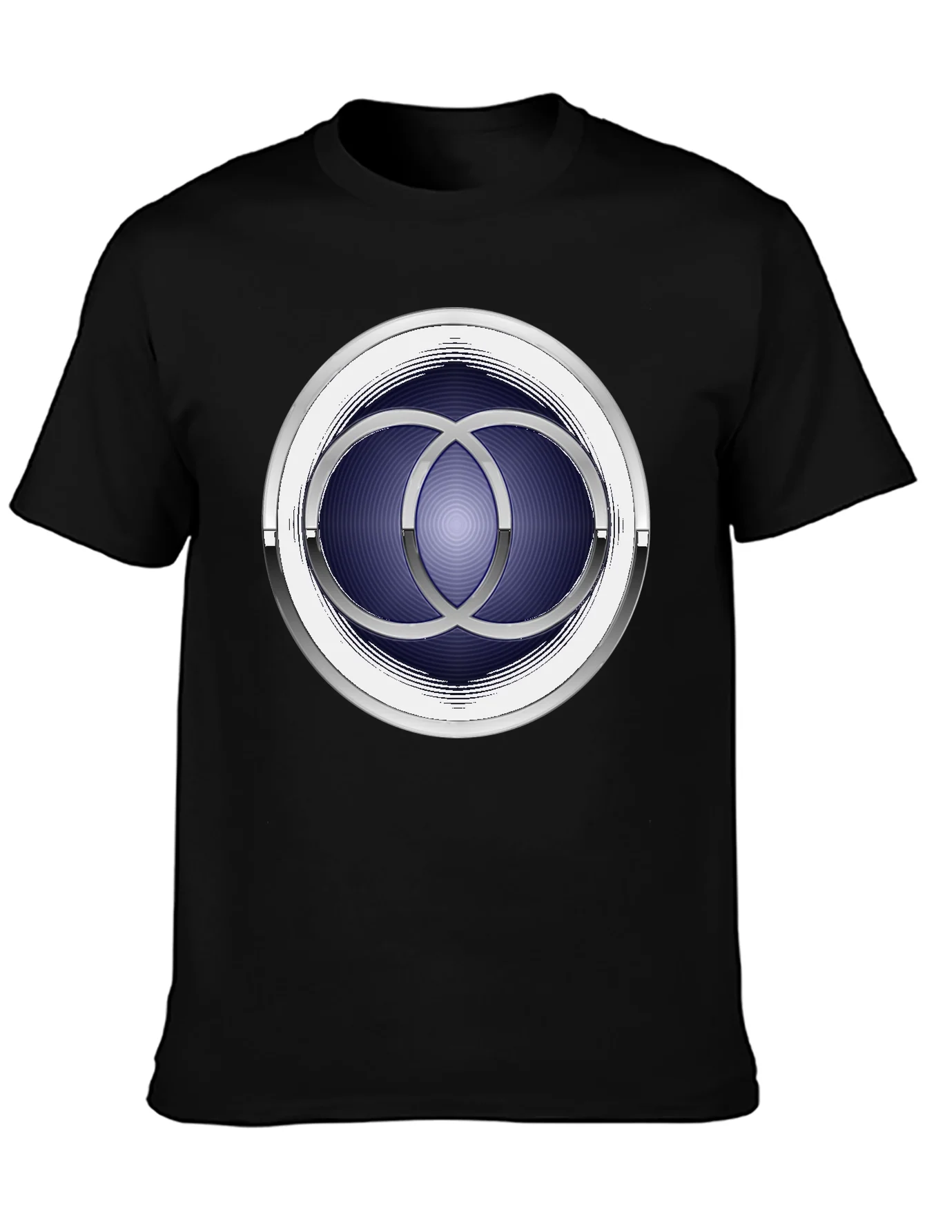 Abstract Circle Design Black T-Shirt