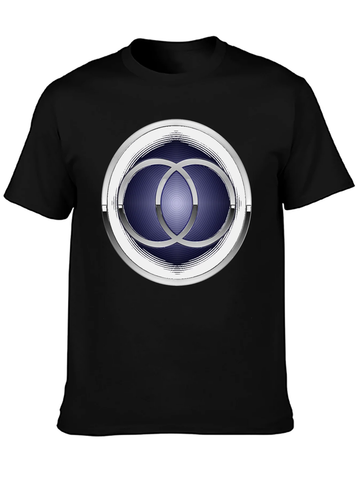 Abstract Circle Design Black T-Shirt