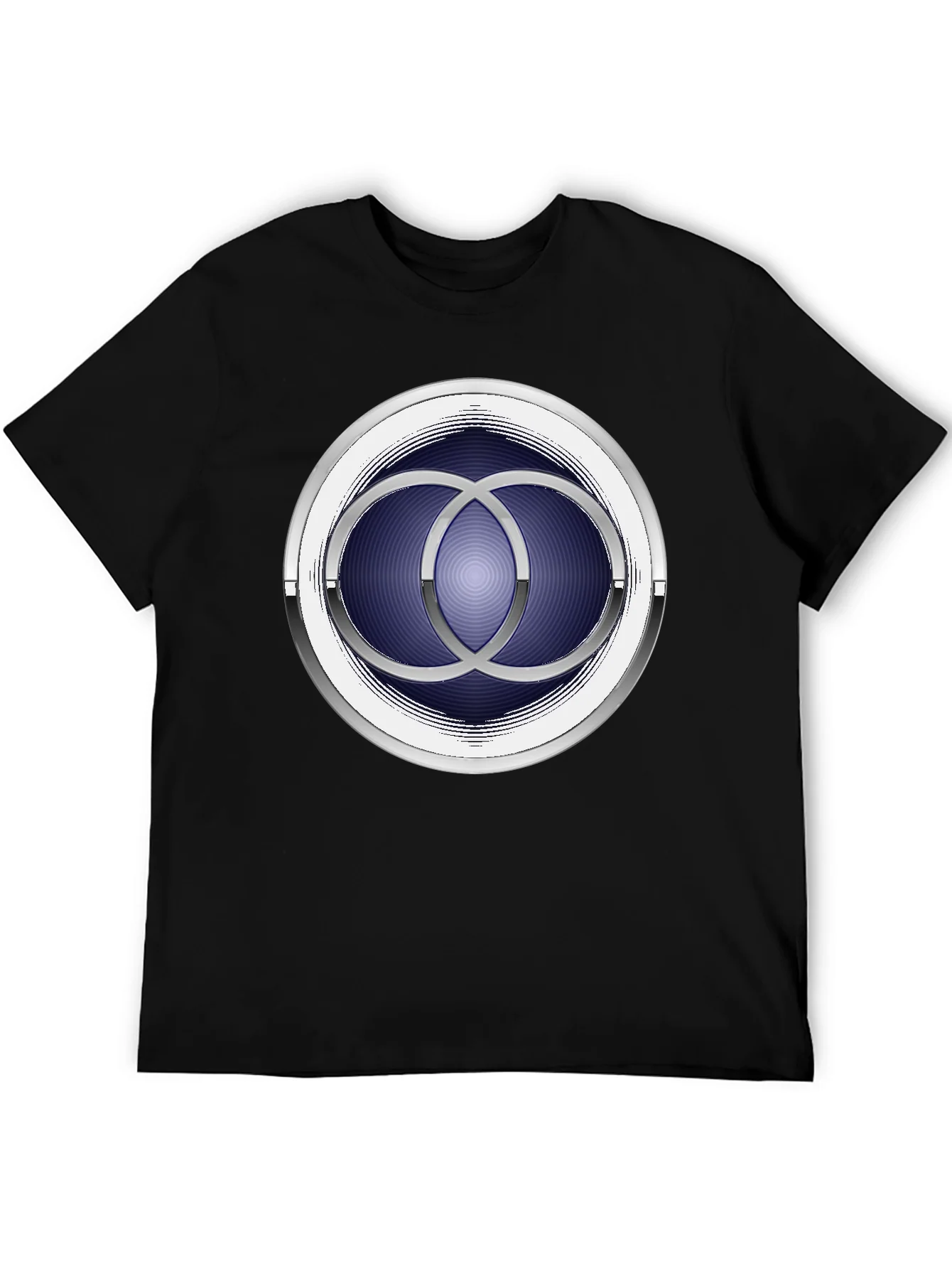 Abstract Circle Design Black T-Shirt