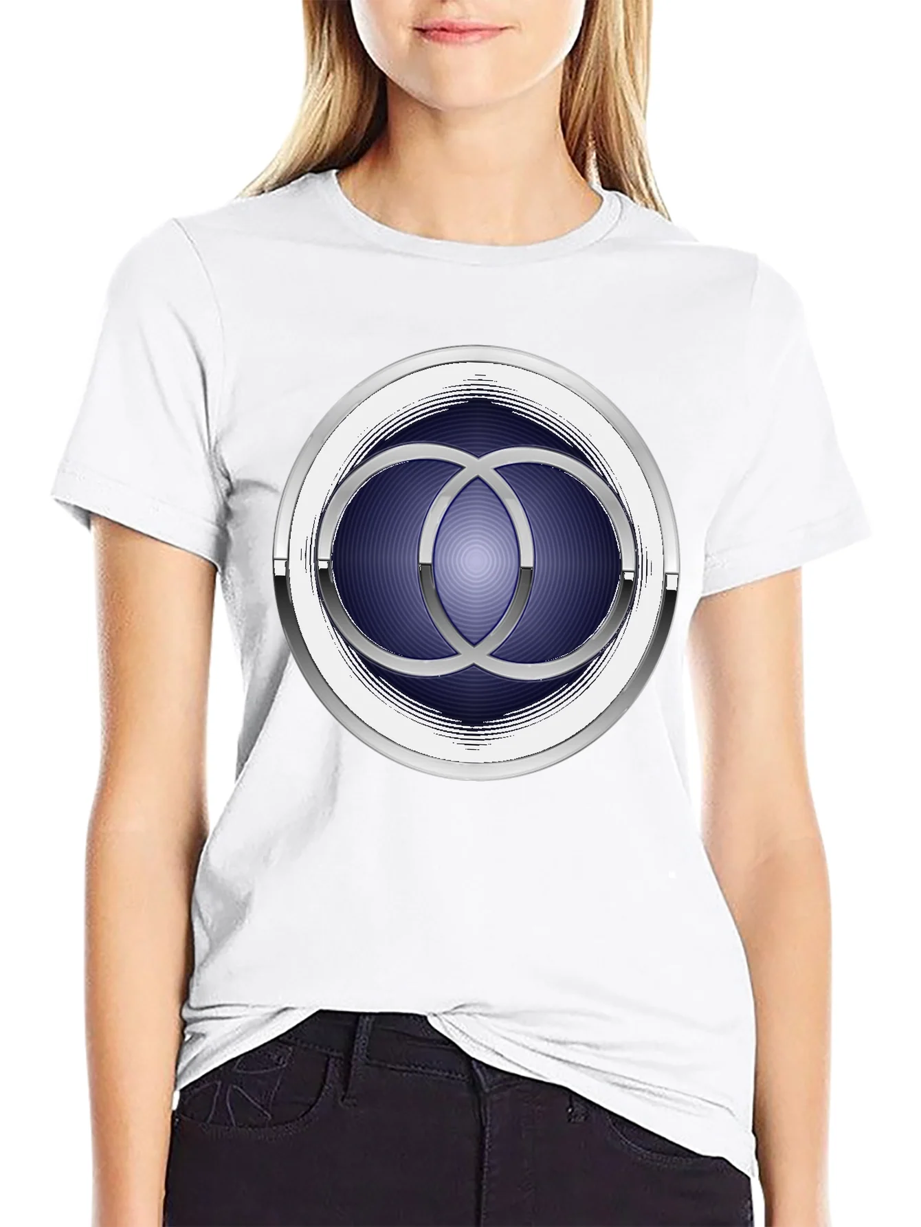 Abstract Circle Design Black T-Shirt