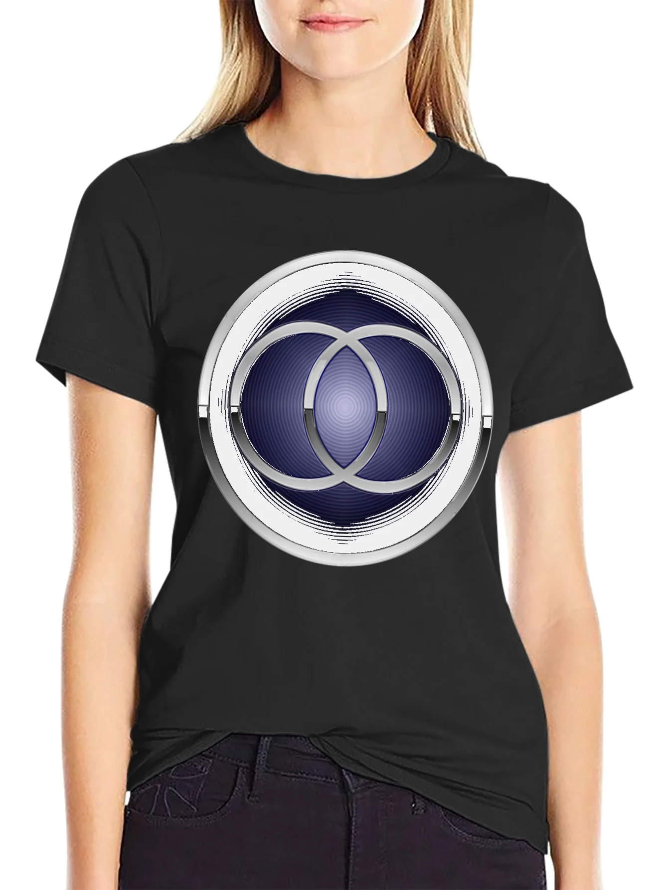 Abstract Circle Design Black T-Shirt