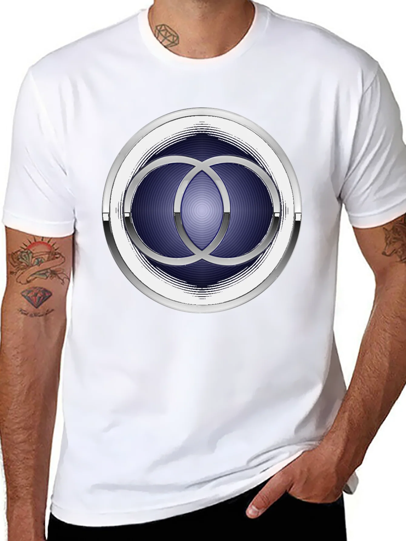 Abstract Circle Design Black T-Shirt