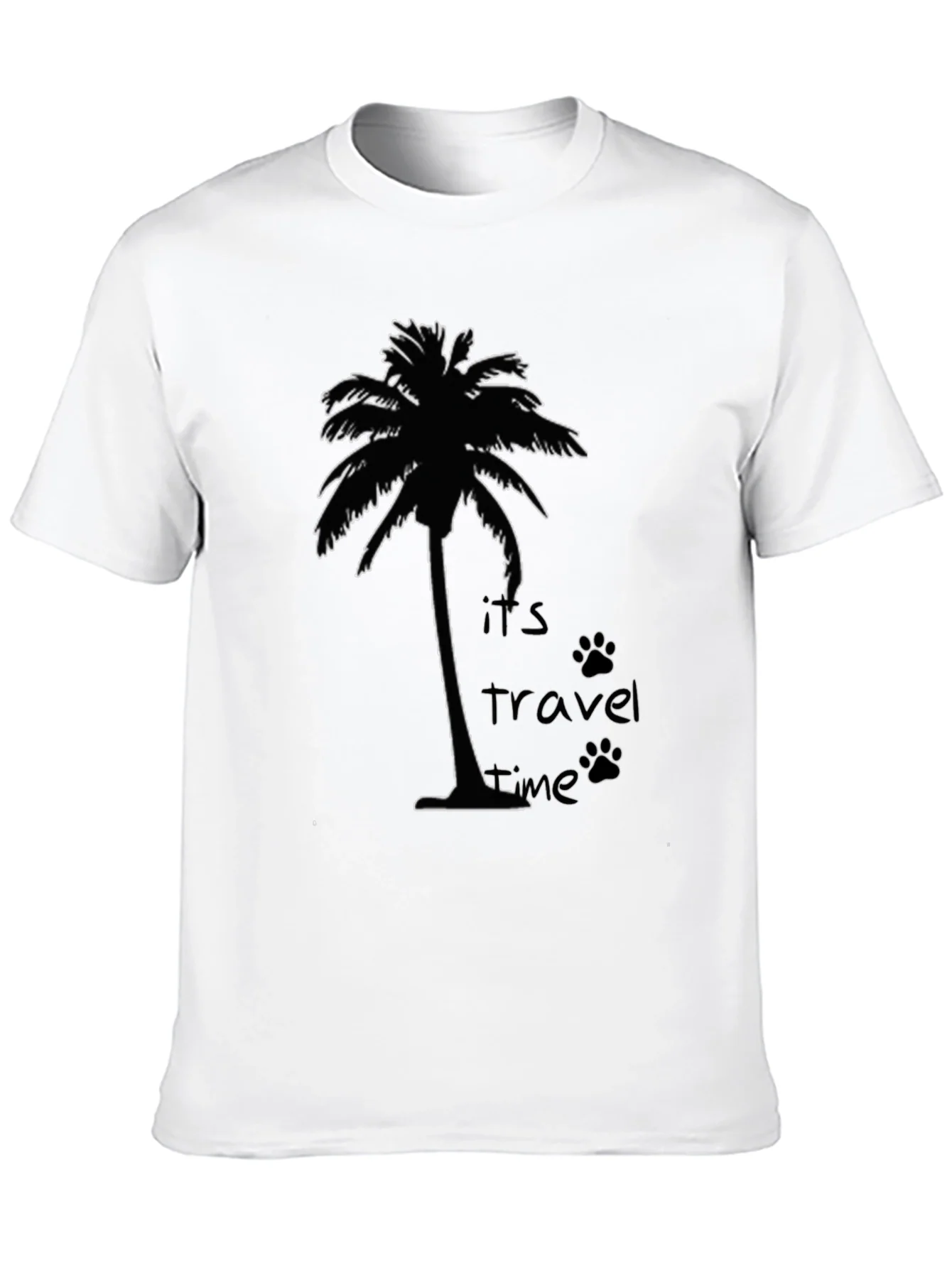 Its Travel Time Palm Tree Black T-Shirt