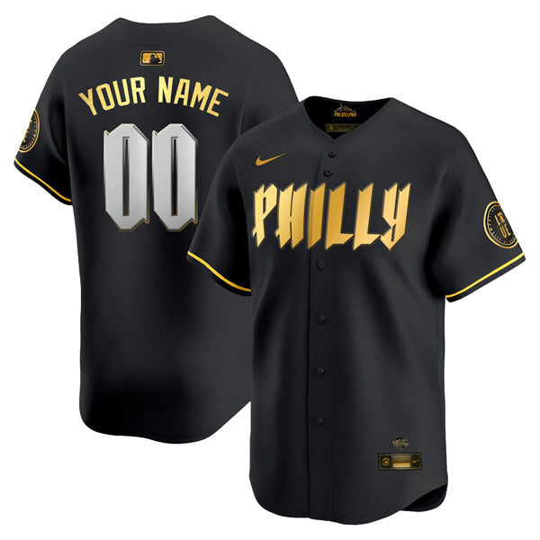 Custom Philadelphia Phillies City Connect PhillyLimited Jersey - Black Gold