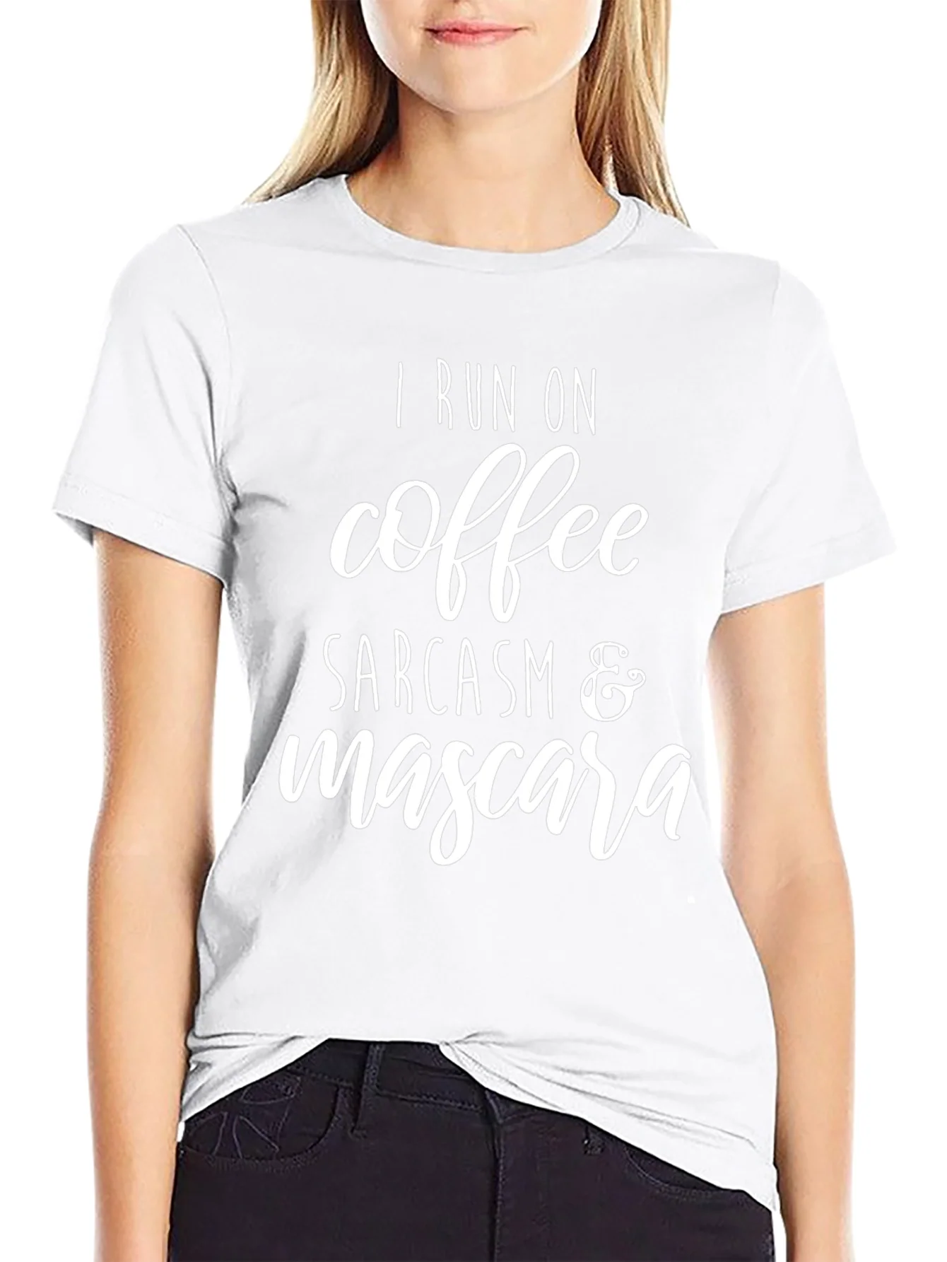 I Run On Coffee Sarcasm & Mascara Graphic T-Shirt