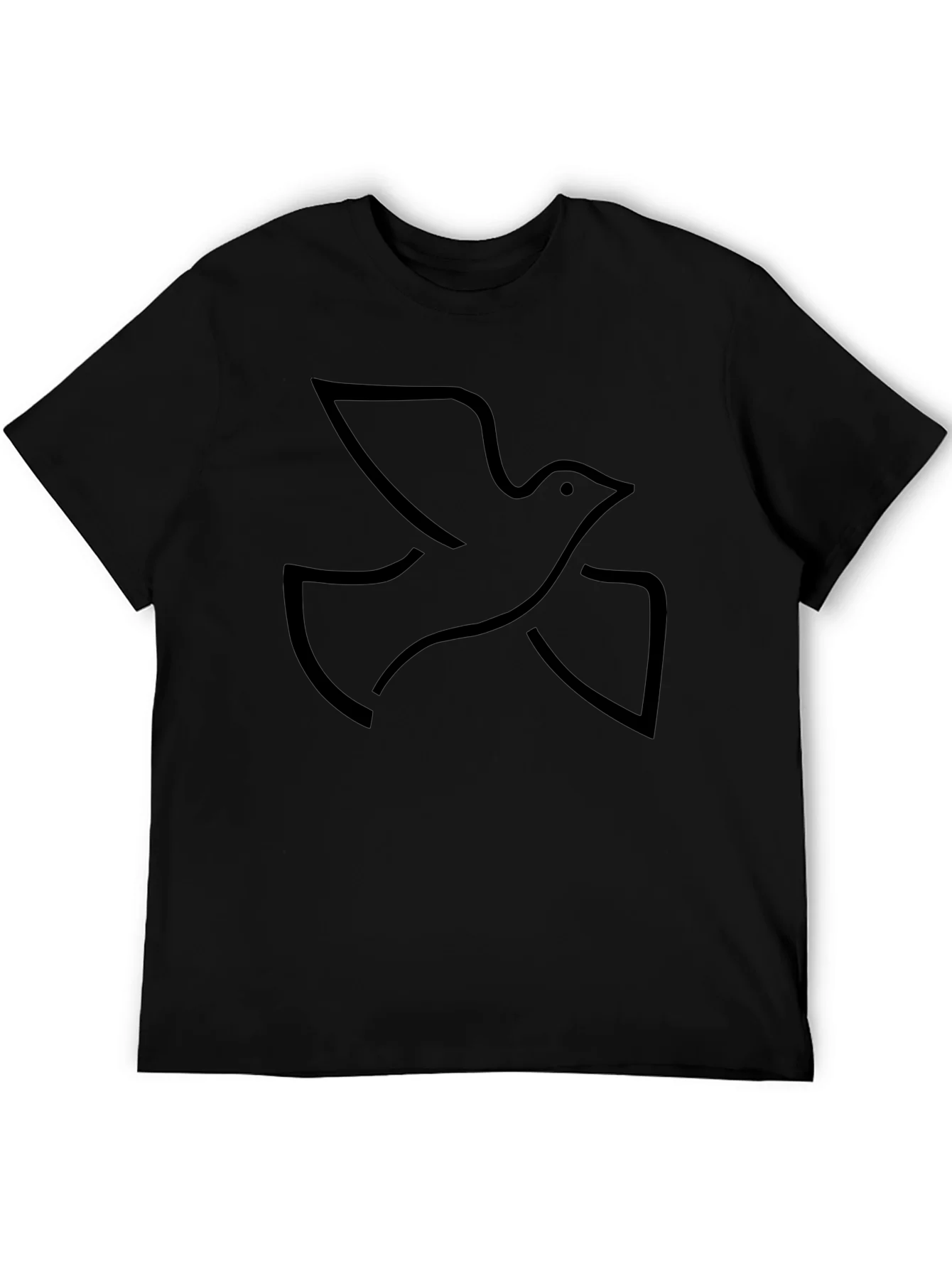 Black Graphic Tee - Minimalist Dove Design
