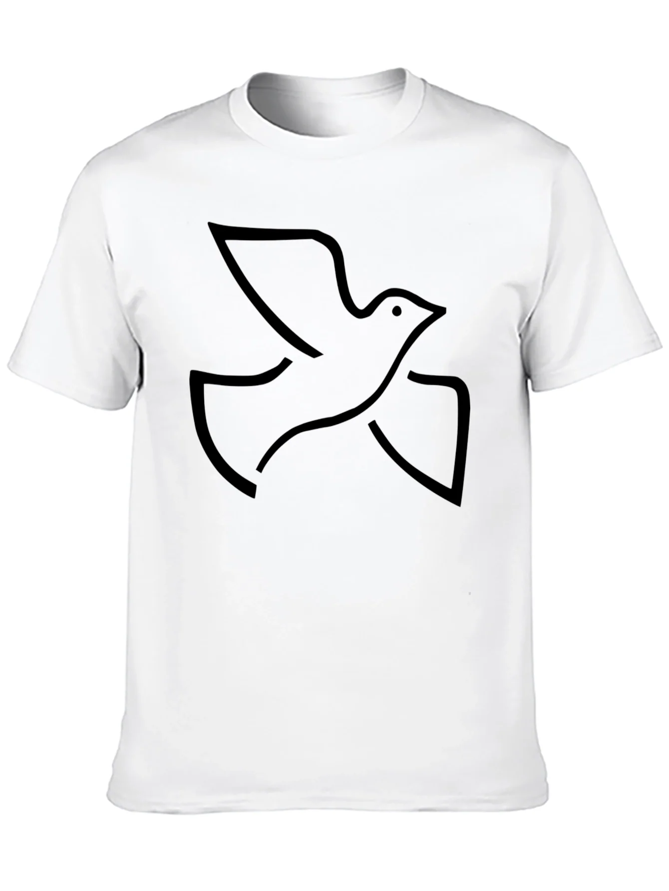Black Graphic Tee - Minimalist Dove Design