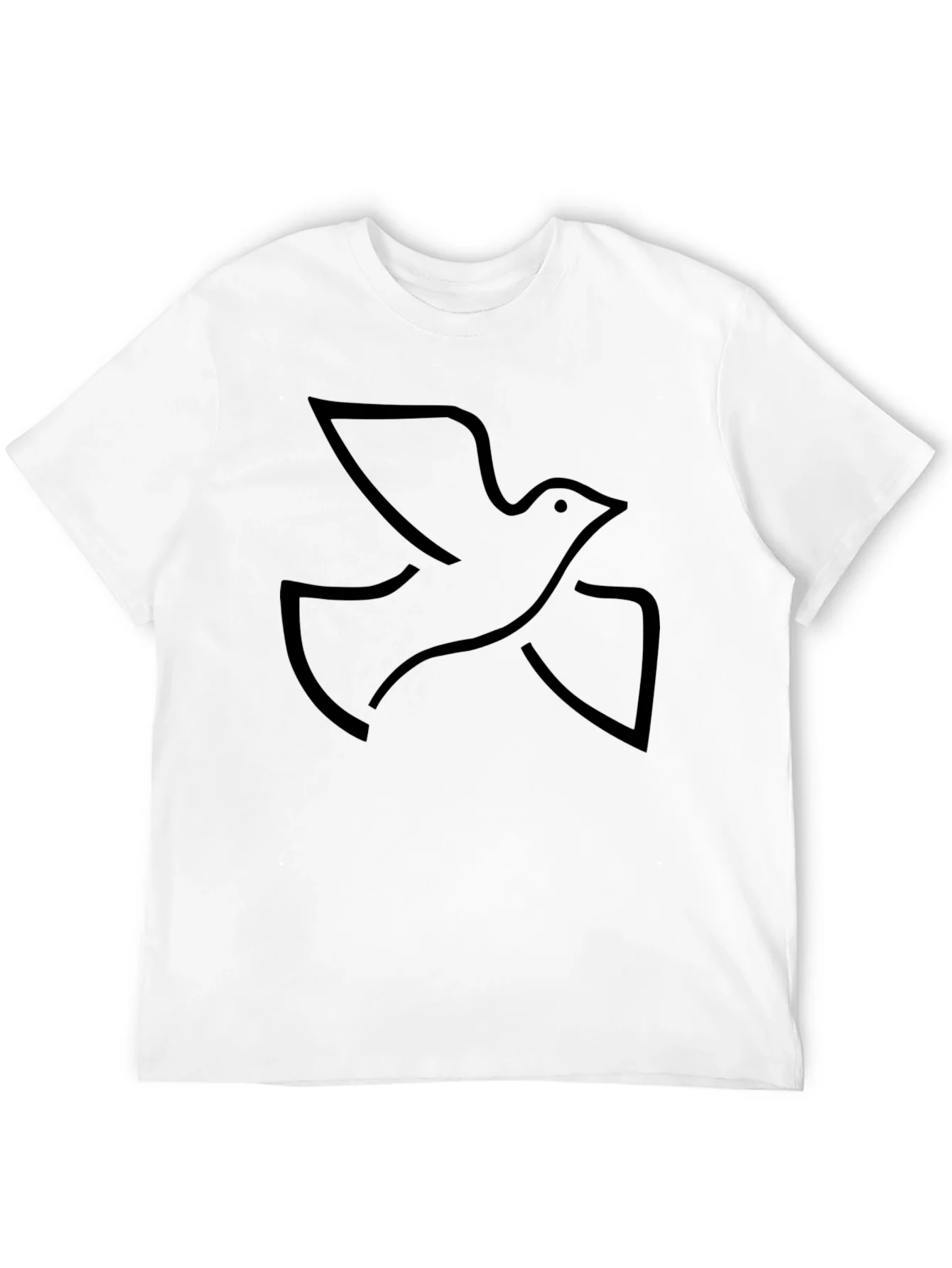Black Graphic Tee - Minimalist Dove Design