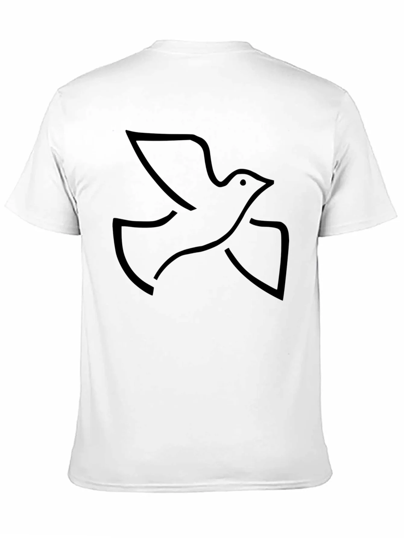 Black Graphic Tee - Minimalist Dove Design
