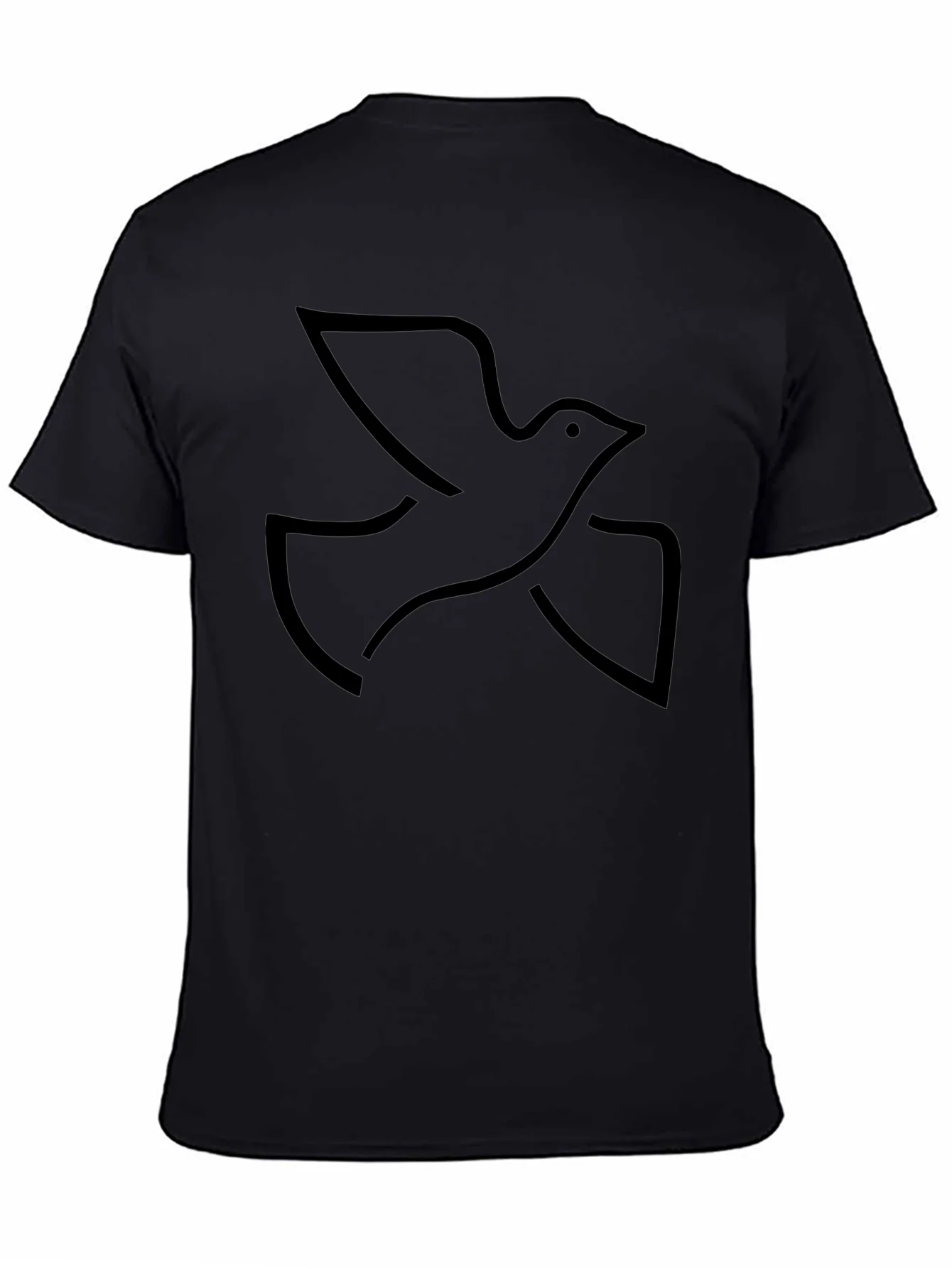 Black Graphic Tee - Minimalist Dove Design