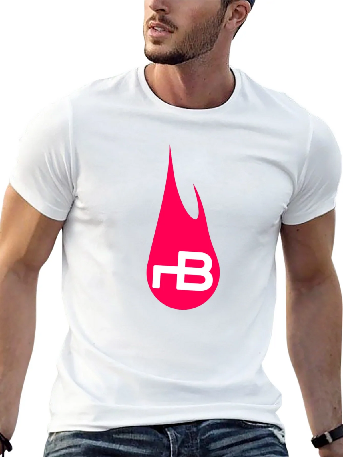 Black T-Shirt with Pink Flame Logo