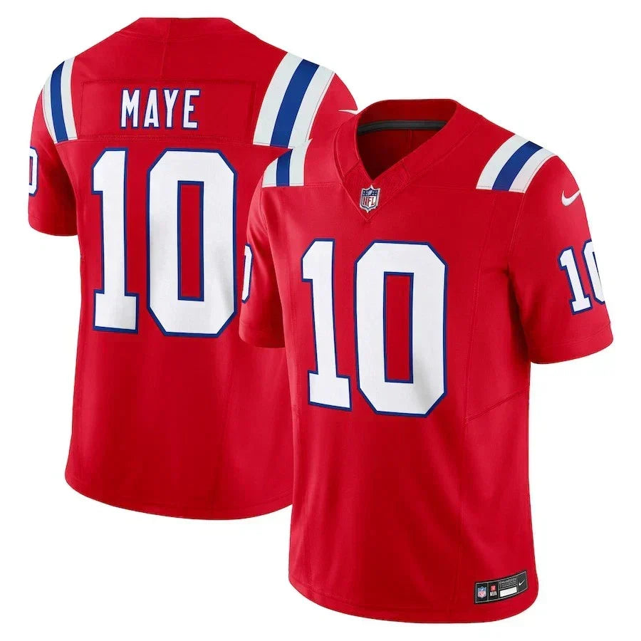 New England Patriots Drake Maye #10  Red 2025 F.U.S.E. NFL Limited Jersey