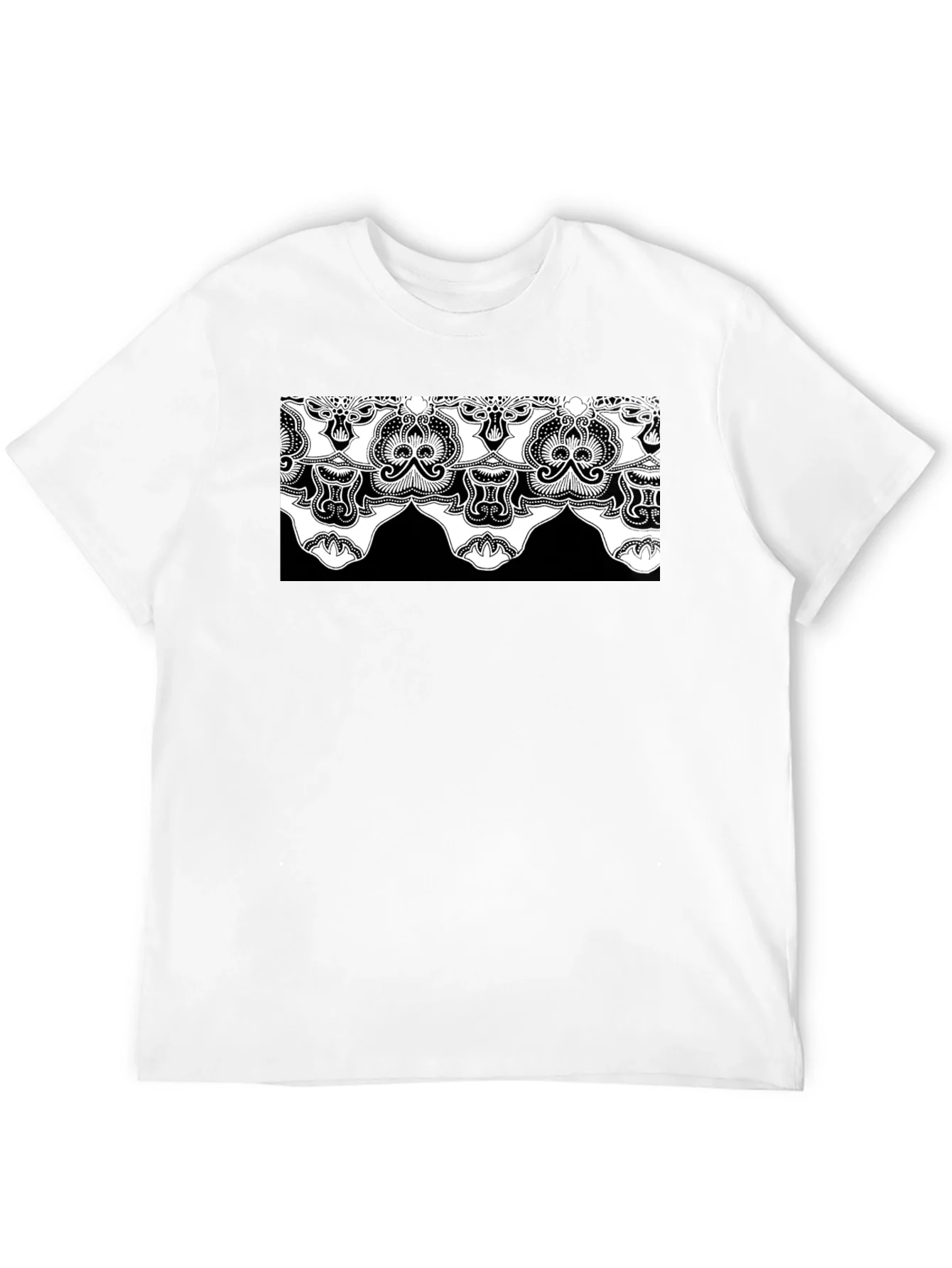 Ornate Lace Design Black T-Shirt