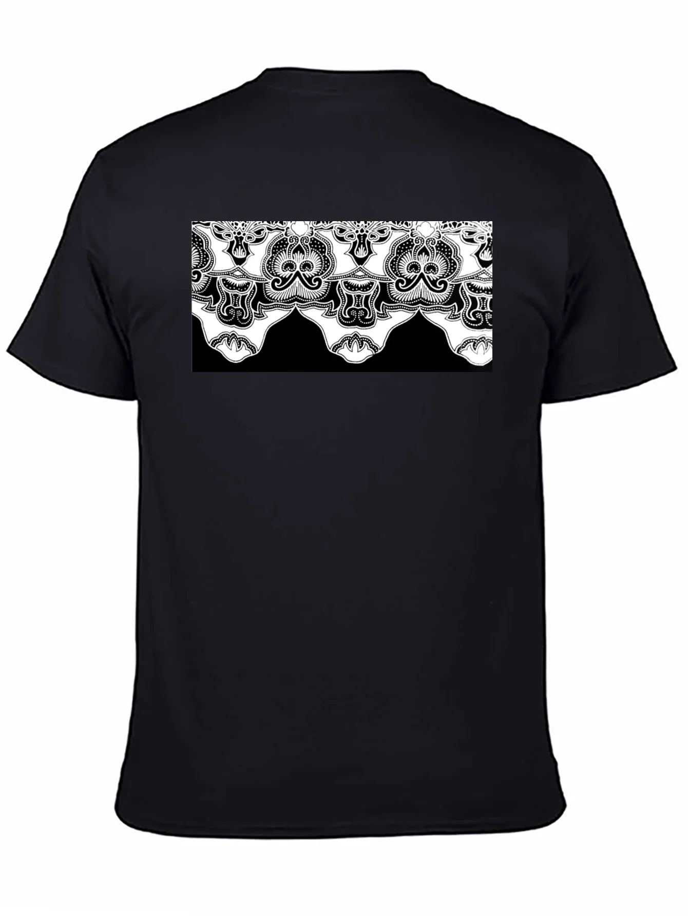Ornate Lace Design Black T-Shirt