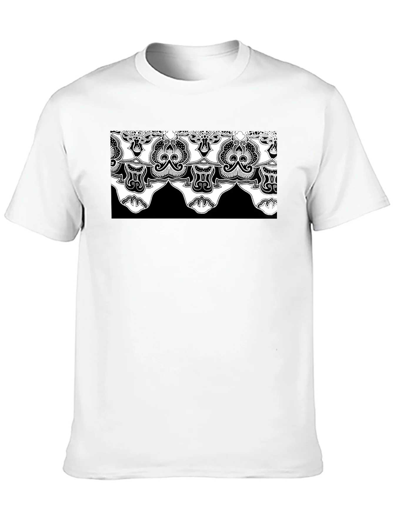 Ornate Lace Design Black T-Shirt