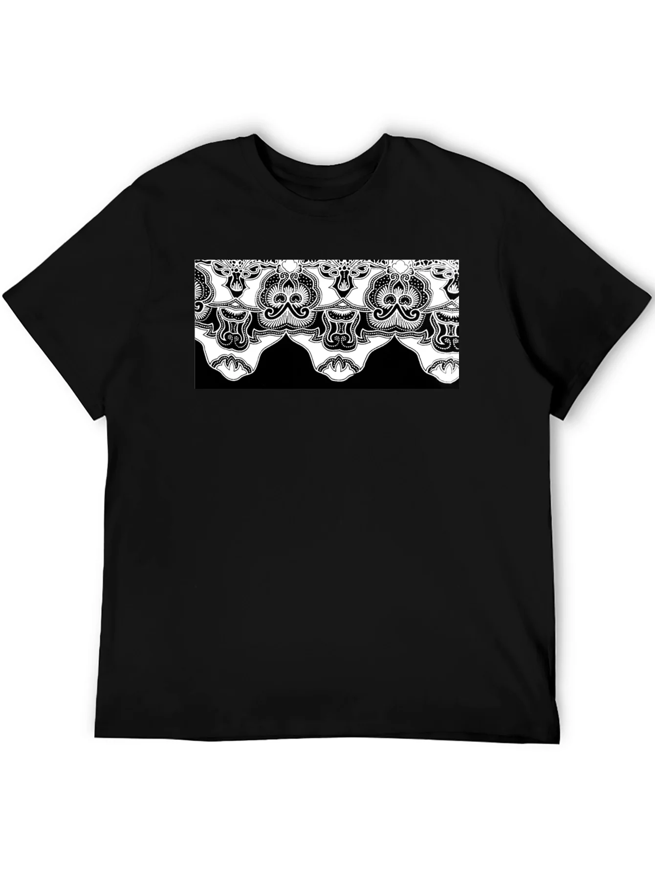 Ornate Lace Design Black T-Shirt